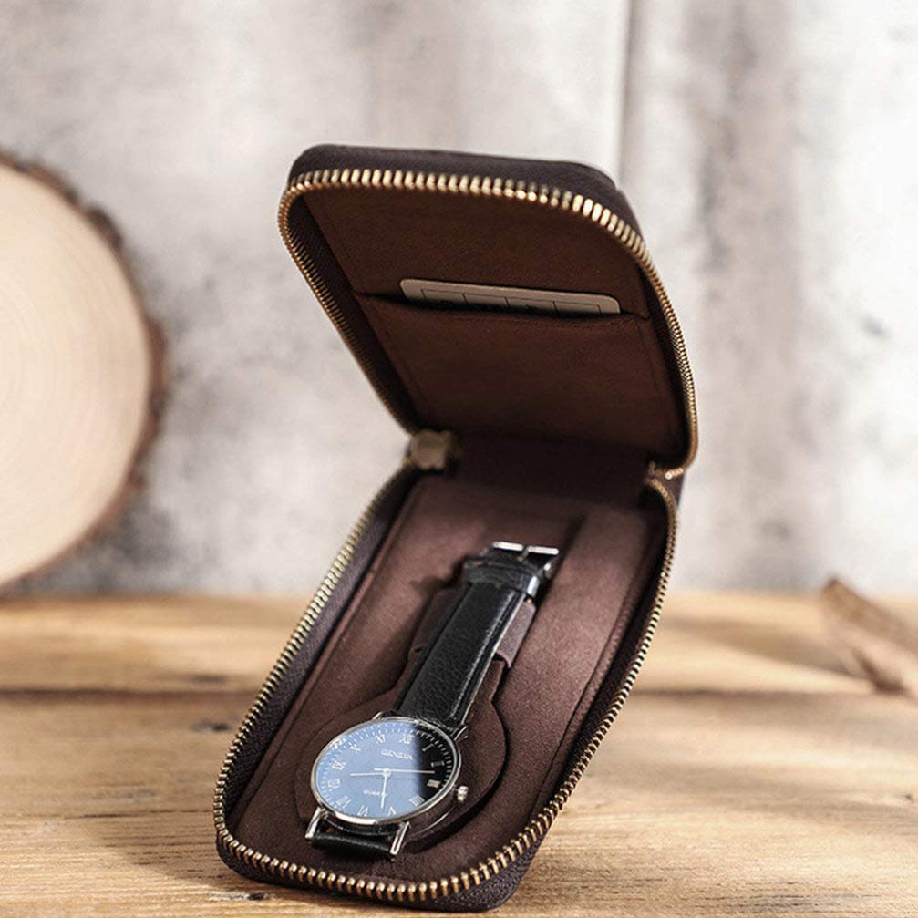 Hemobllo Leather Watch Case - Portable Travel Organizer for Men's Watches | Home & Travel Storage