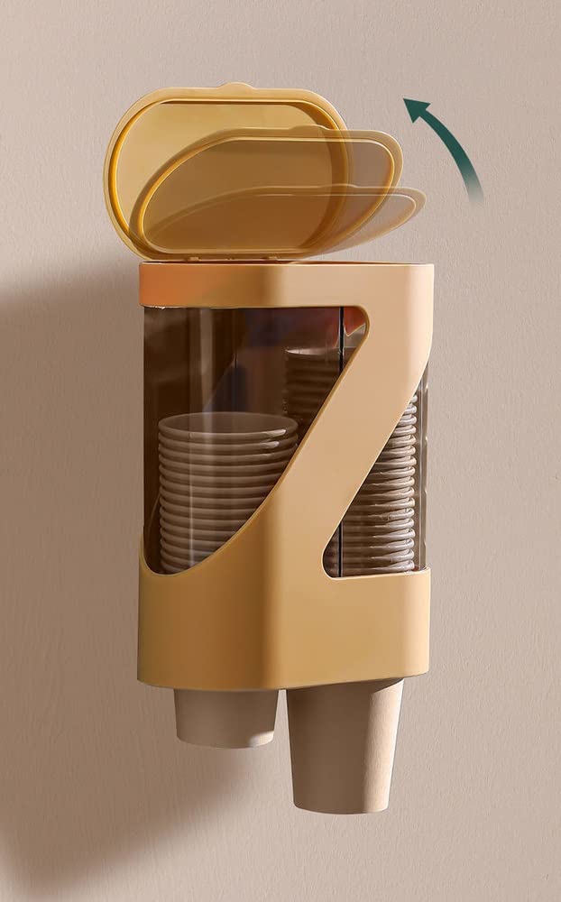 Wall Mount Paper Cup Dispenser - Pull Type Holder for Disposable Small Cups | White | Perfect for Home, Bathroom, Hospital, Office & Gym Use