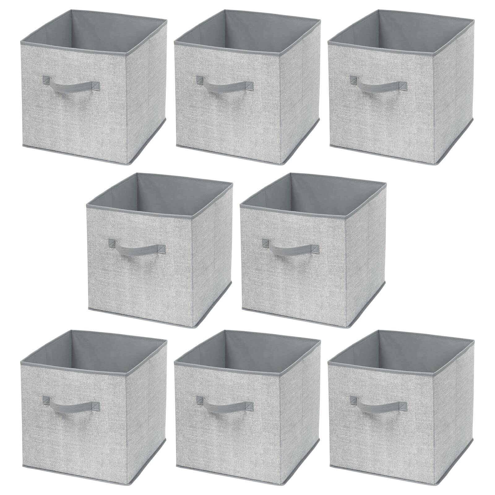 Soft Fabric Storage Bins with Handles for Nursery, Playroom & Closet - 8-Pack Gray Organizer Bins for Toys, Clothes, Diapers & Baby Essentials - Perfect for Cube Shelves & Furniture Storage Solutions