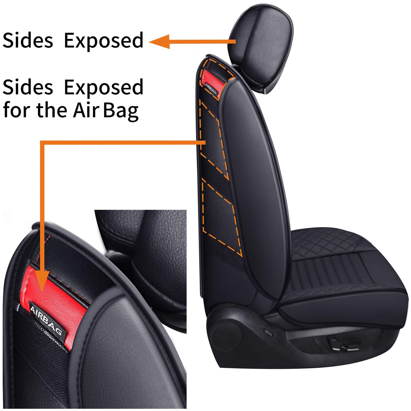 Custom Fit Waterproof Leather Seat Covers for Ford F150 2009-2025, F250, F350, F450 - Supercrew Cab, XLT, Lariat, King Ranch, Platinum & Raptor Models (Full Set, Black) - Perfect for Truck Protection & Off-Road Adventures
