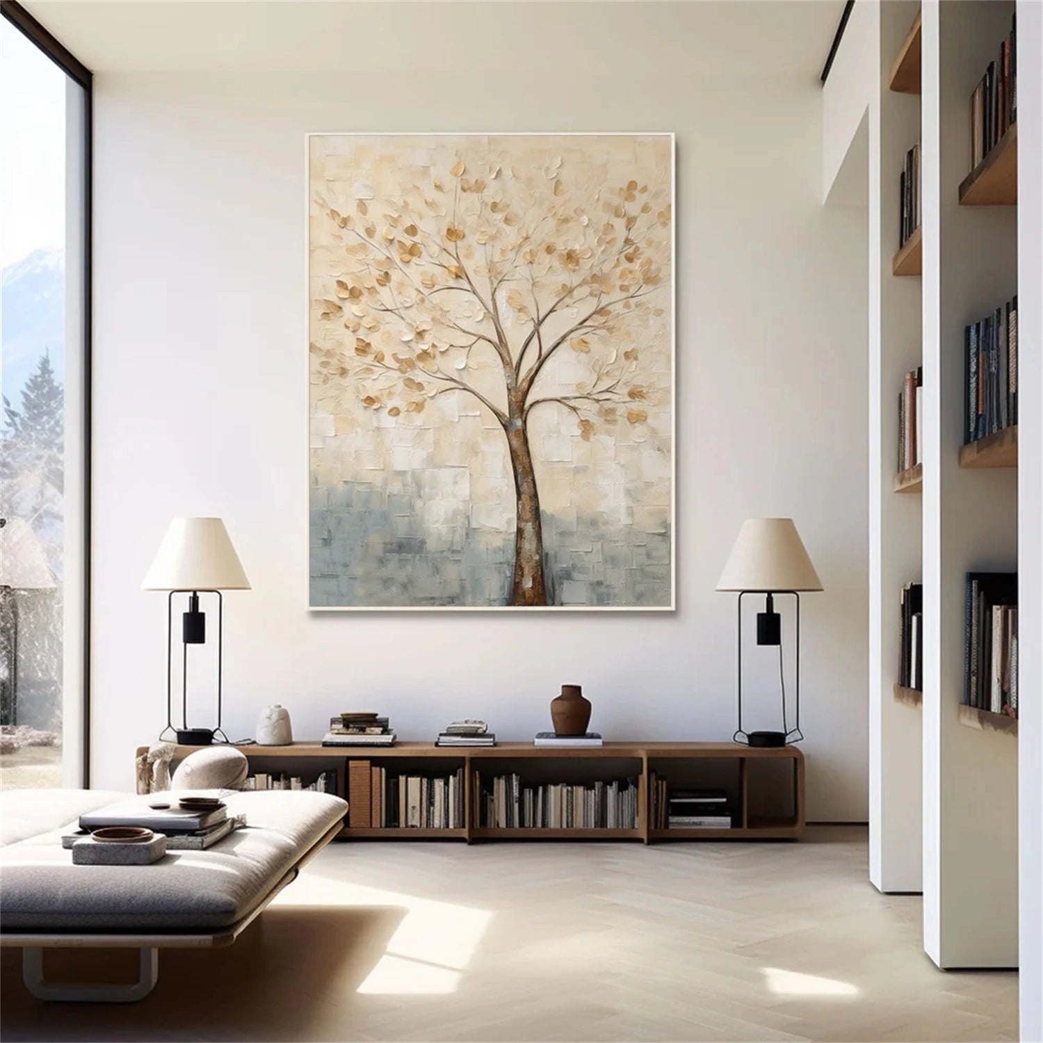 Flower and Tree Painting #FT 207 - Handmade Canvas Wall Art for Home & Office Decor - Perfect for Living Room, Bedroom, or Gift