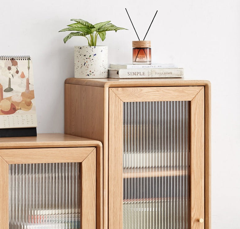Solid Oak and Pine Wood Side Cabinet - Rustic Nightstand, Bedside Table, or Entryway Storage - Perfect for Bedroom, Living Room, or Hallway