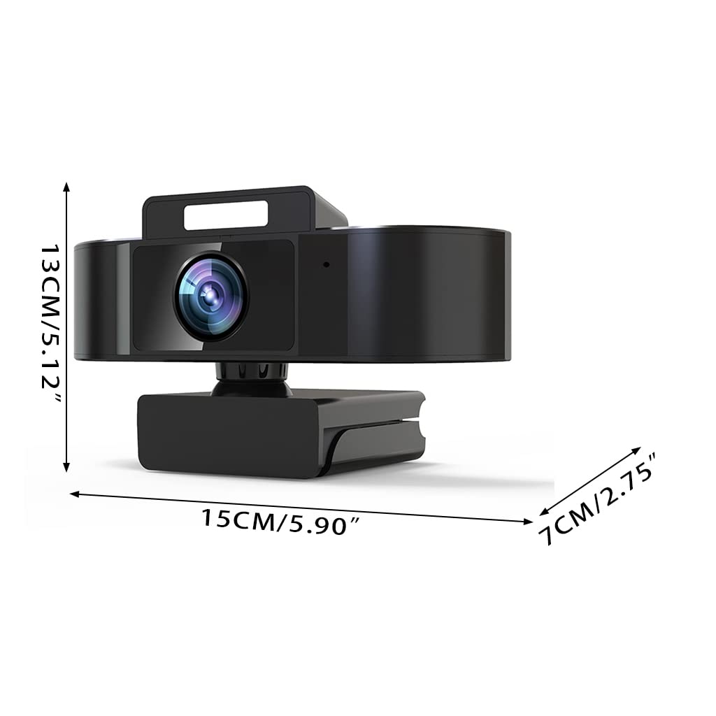 Paopaoldm 1080P/2K/4K Webcam with Built-in Mic, USB Fill Light, Autofocus & Noise Reduction - Perfect for Video Teaching, Live Streaming, Zoom Meetings & Online Conferences (Includes Desk Tripod & Floor Stand)