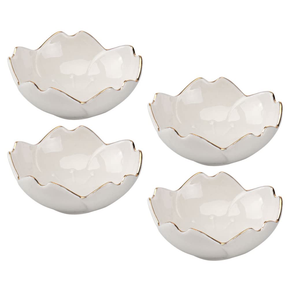 Cabilock 4-Piece Ceramic Condiment Cups Set - Mini Serving Plates for Sauces, Seasonings & Dips | Perfect for Appetizers, Sushi, Snacks & Party Platters (White)