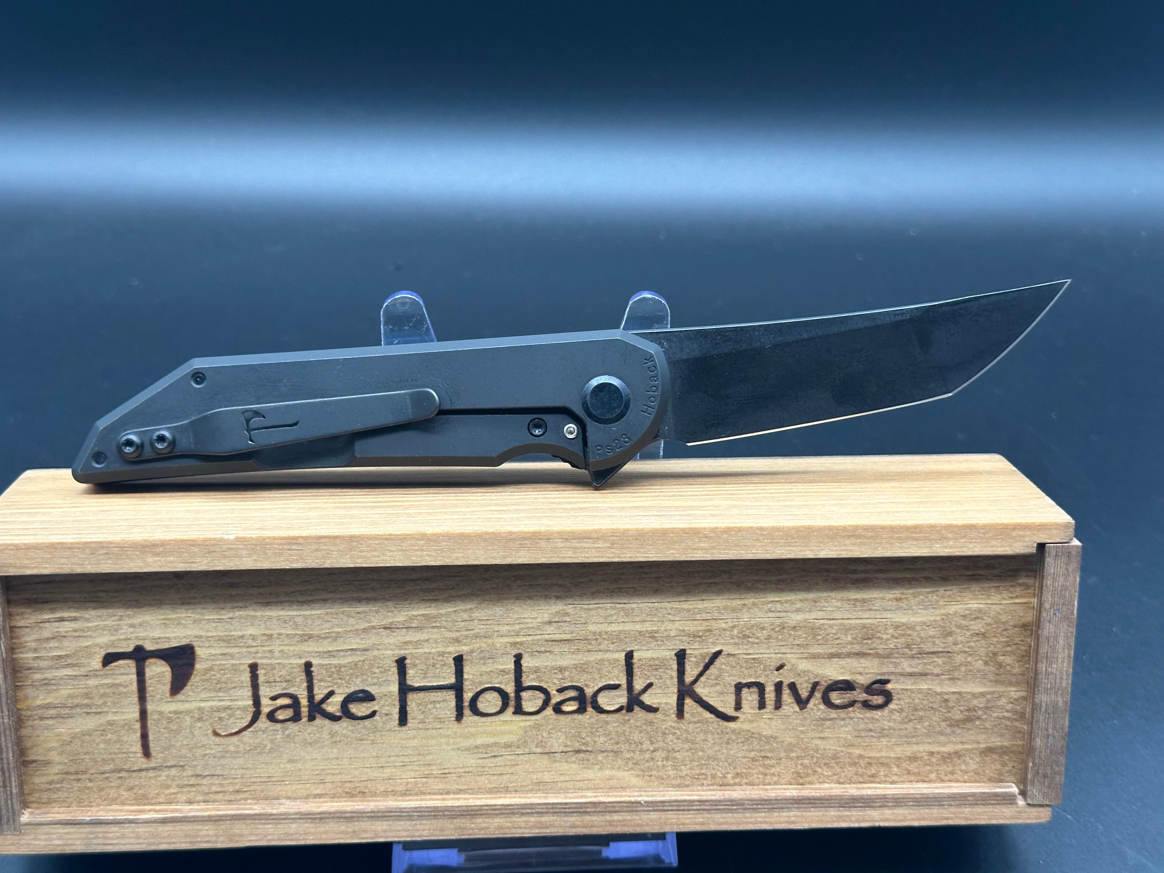Jake Hoback Radford Frame Lock Folding Knife with Blue Snake Juma Handle - EDC, Outdoor, Camping & Survival Gear