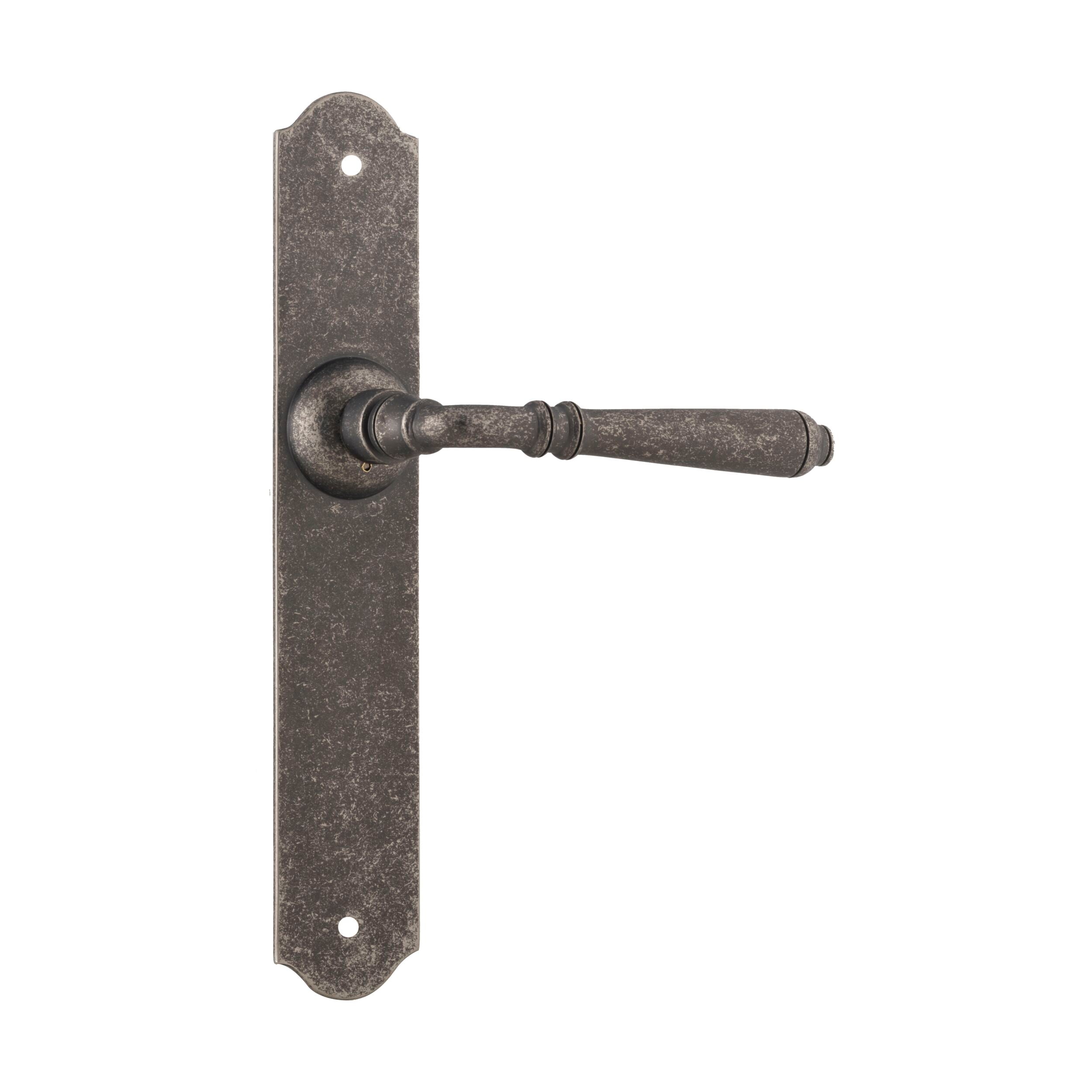 Reims 6357 Door Lever with Latch - Rumbled Nickel Finish (H240xW40xP70mm) - Ideal for Interior/Exterior Doors, Bedrooms, Offices & Commercial Spaces