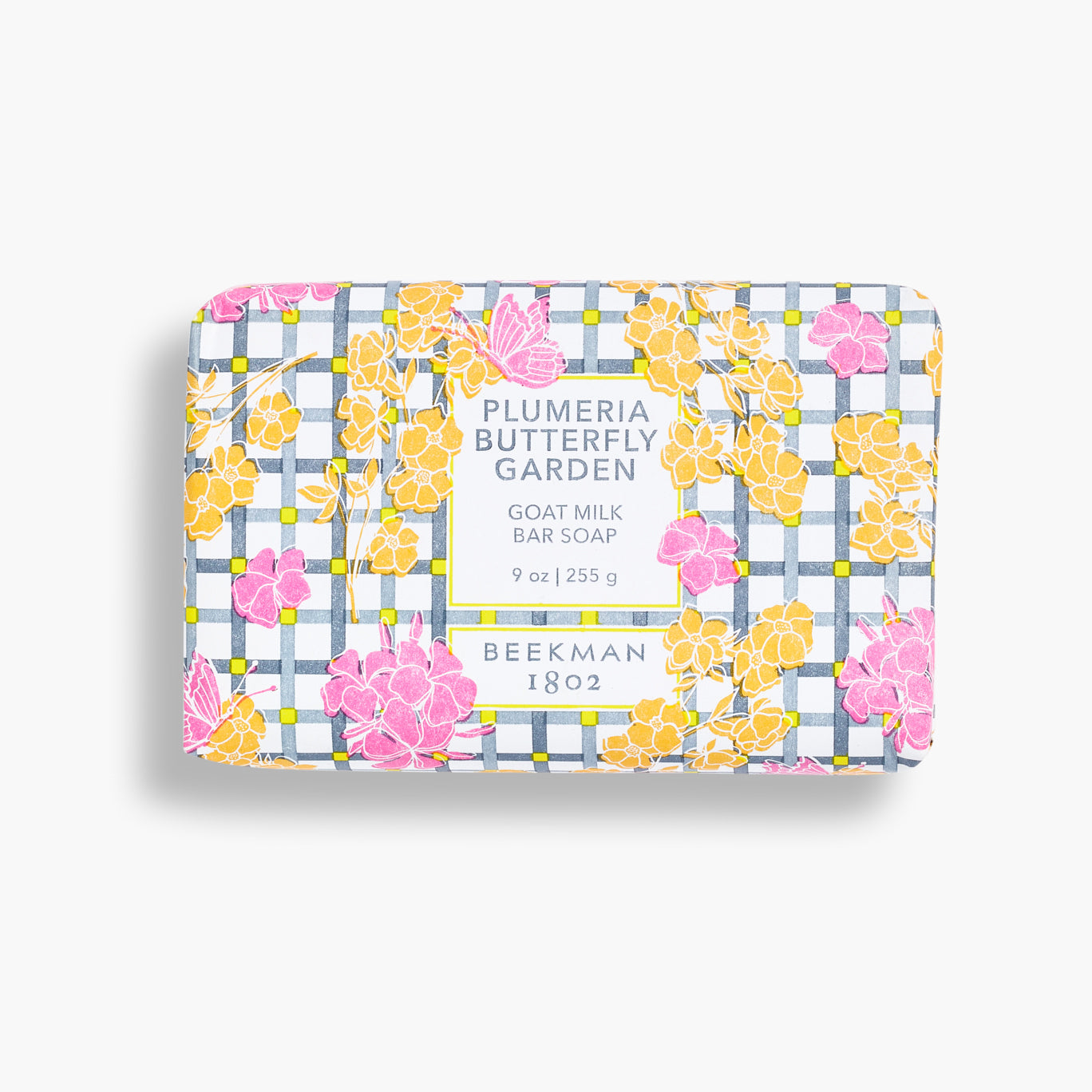 Natural Plumeria Scented Goat Milk Soap with Butterfly Garden Design | Handmade Organic Soap for Sensitive Skin | Perfect for Bath, Shower & Gift Giving