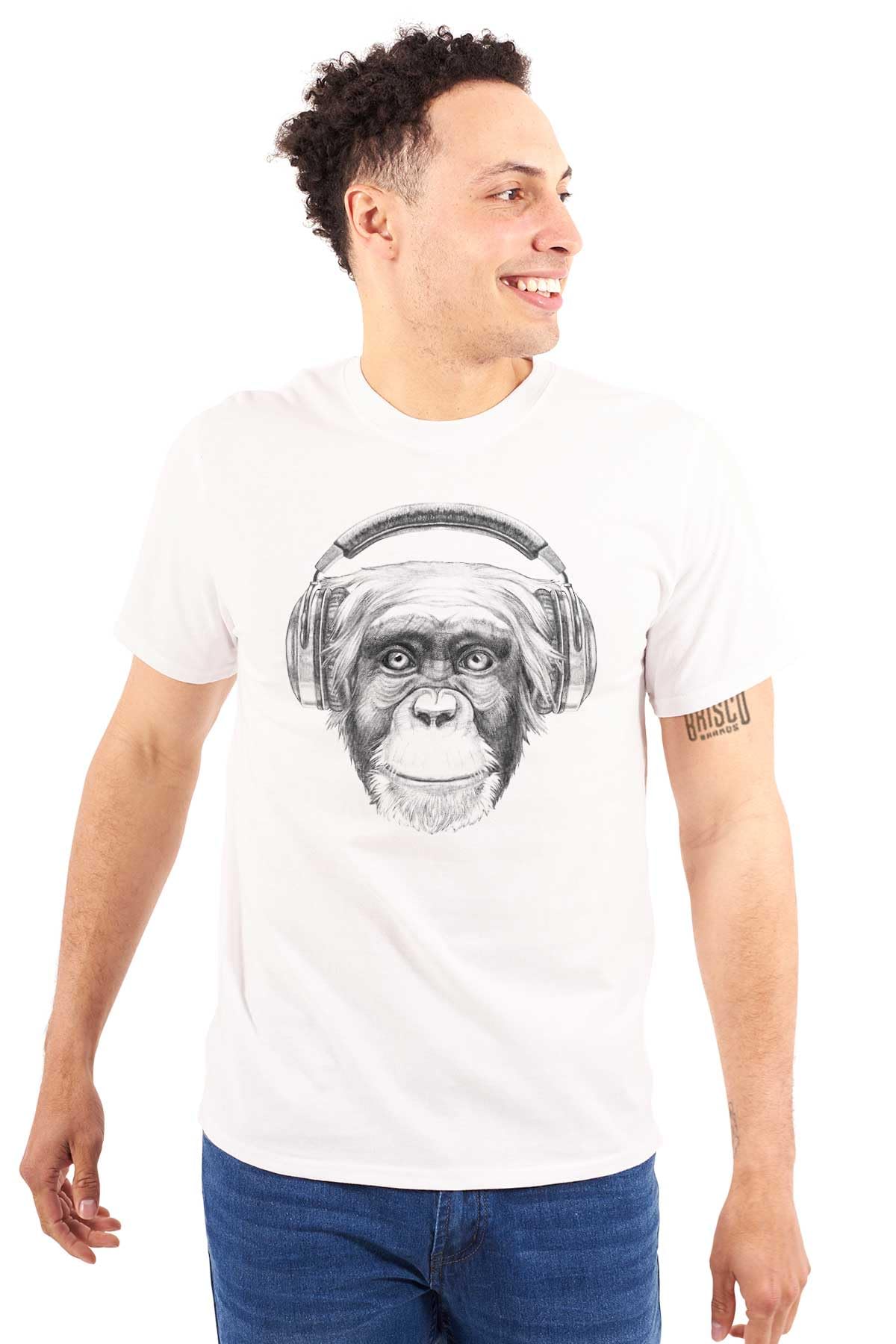 Smile Monkey Headphones Hipster Graphic T-Shirt for Men & Women - Trendy Funny Casual Tee for Music Lovers & Streetwear Fashion