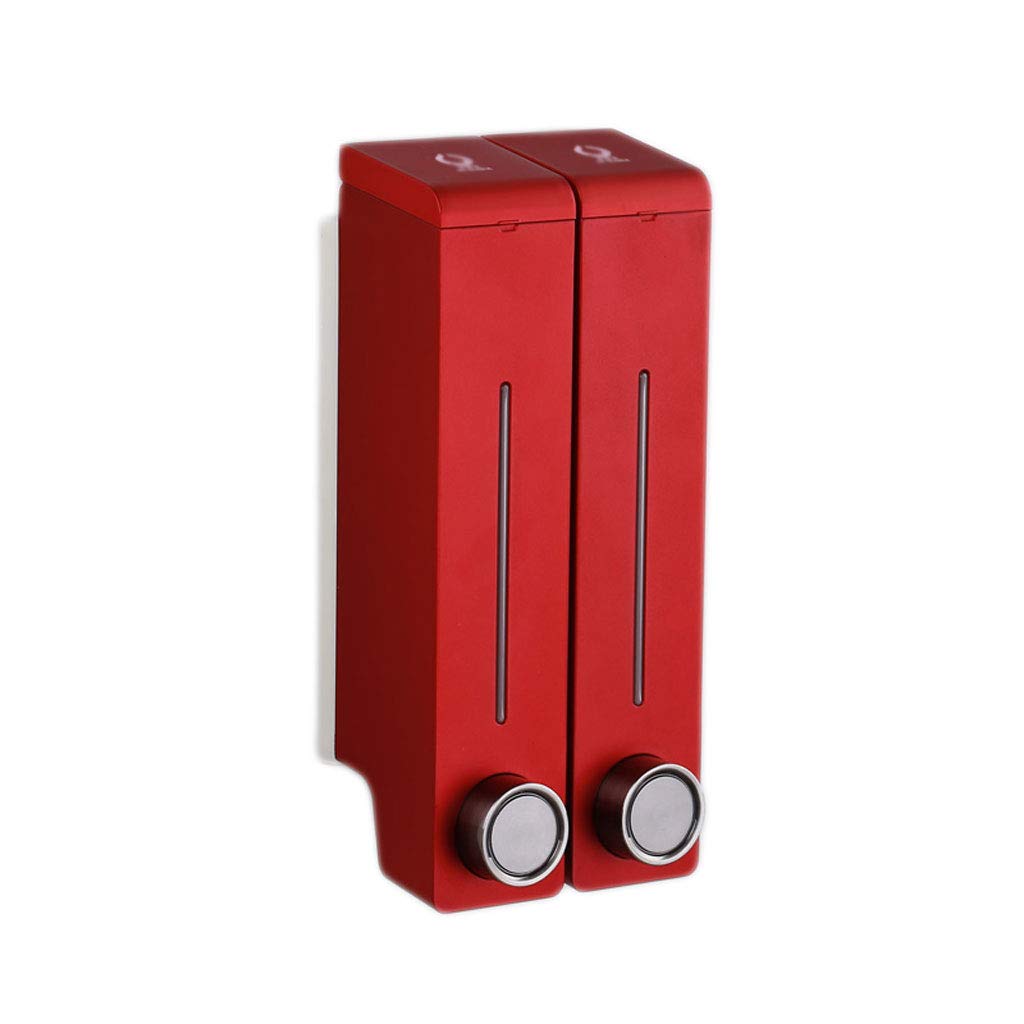 NNR Wall Mounted Manual Hand Soap Dispenser - 2x350ml Touch-Free Liquid Soap Pump for Kitchen, Bathroom, Home, Hospital, School & Restaurant (Red) - Ideal for Hygienic Hand Washing in High-Traffic Areas
