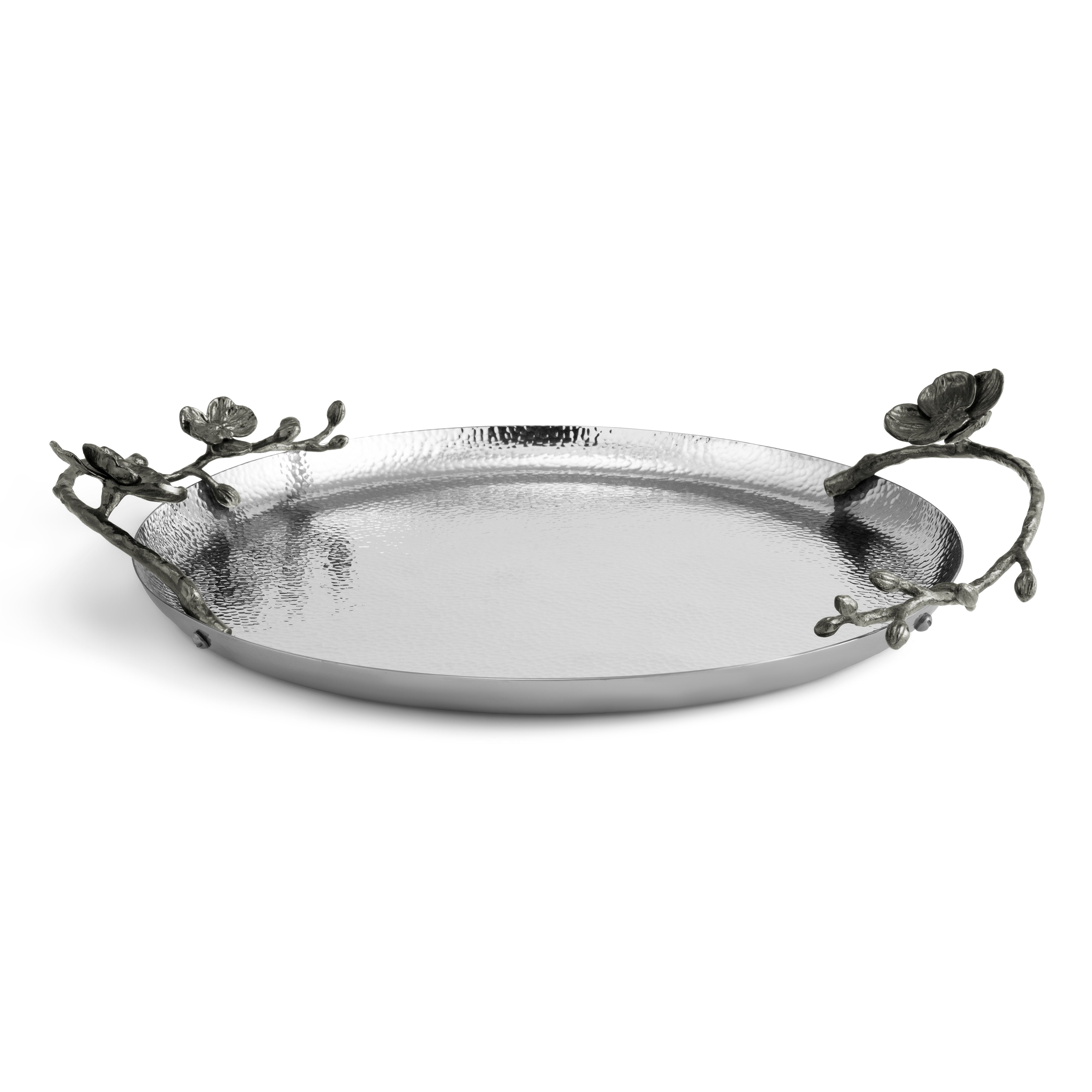 Black Orchid Round Tray - Decorative Serving Tray for Coffee Table, Dining Table, and Vanity | Perfect for Entertaining, Home Decor, and Gift Giving