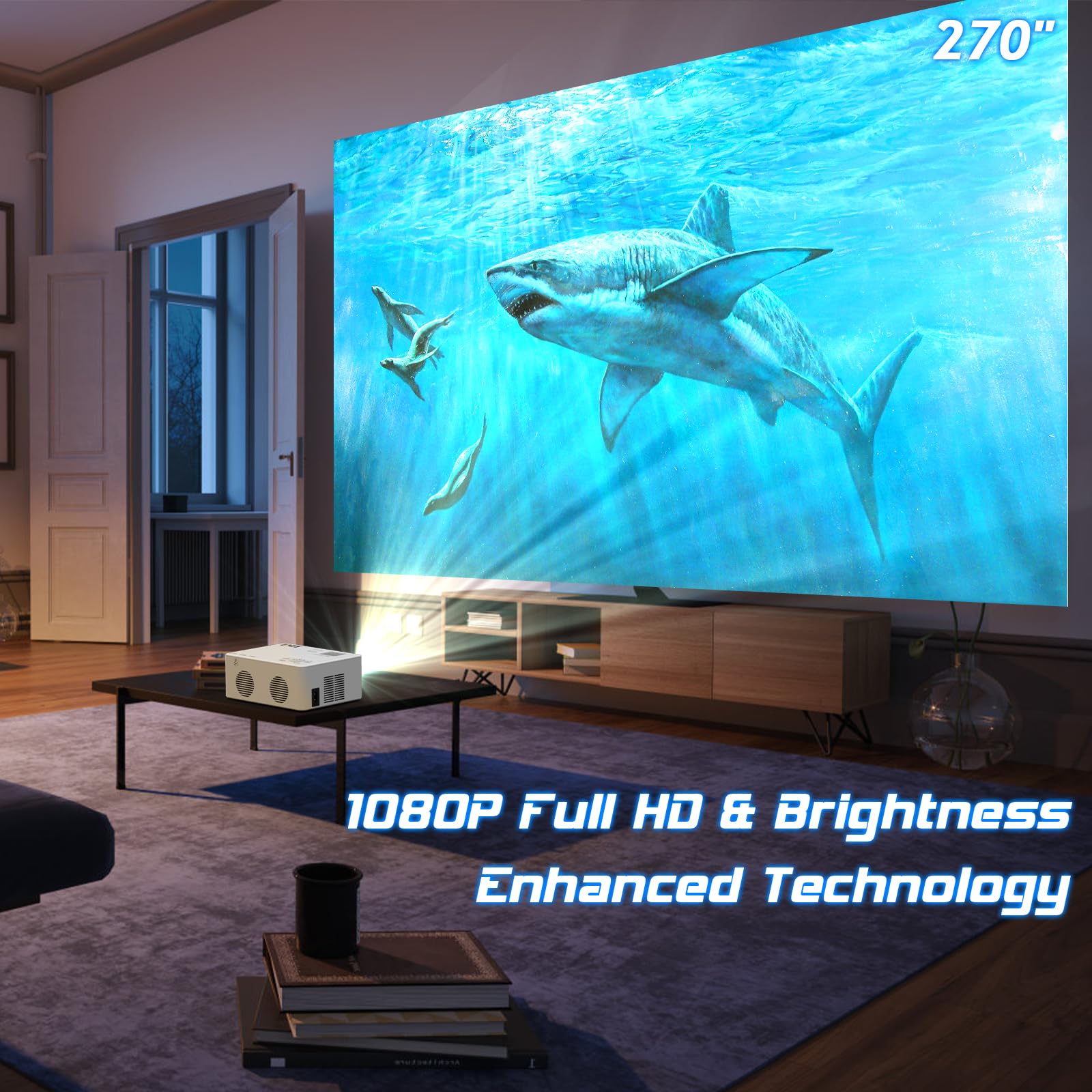 TMY Mini WiFi Projector 8500L HD - Portable Outdoor Movie Projector for Smartphone/PC/TV - Home Theater & Camping