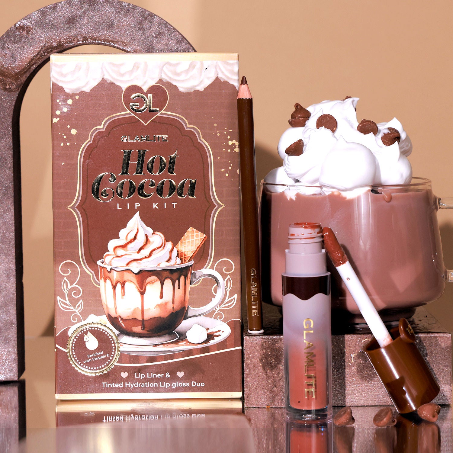 Hot Cocoa Lip Kit - Moisturizing Lip Balm & Gloss Set for Soft, Shiny Lips | Perfect for Winter Hydration & Everyday Wear