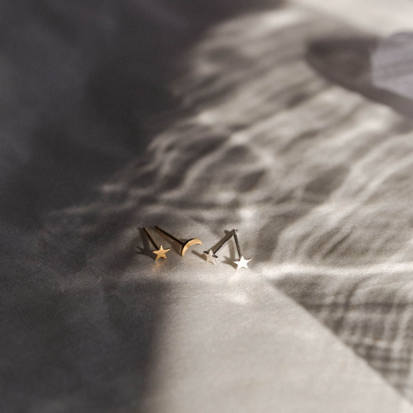 Moon & Star Stud Earrings for Women - Dainty Gold & Silver Celestial Jewelry - Perfect for Everyday Wear & Gift Giving