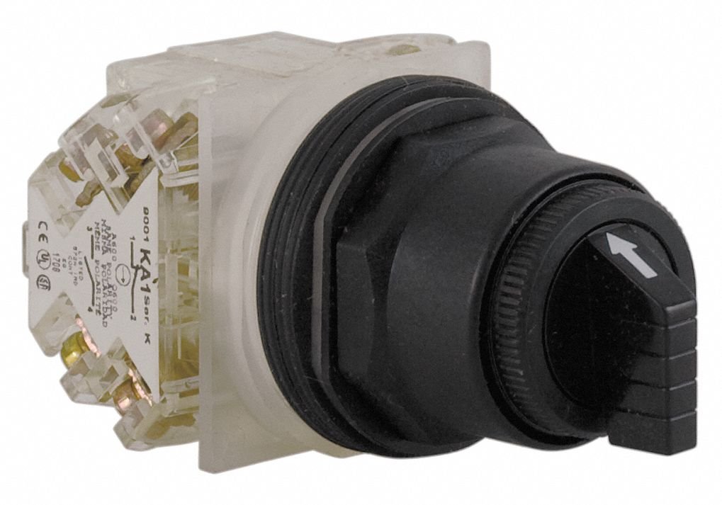 Schneider Electric 30mm Non-Illuminated Selector Switch - 3 Position Maintained Action (Model 9001KS42BH2) for Industrial Control Panels & Automation Systems