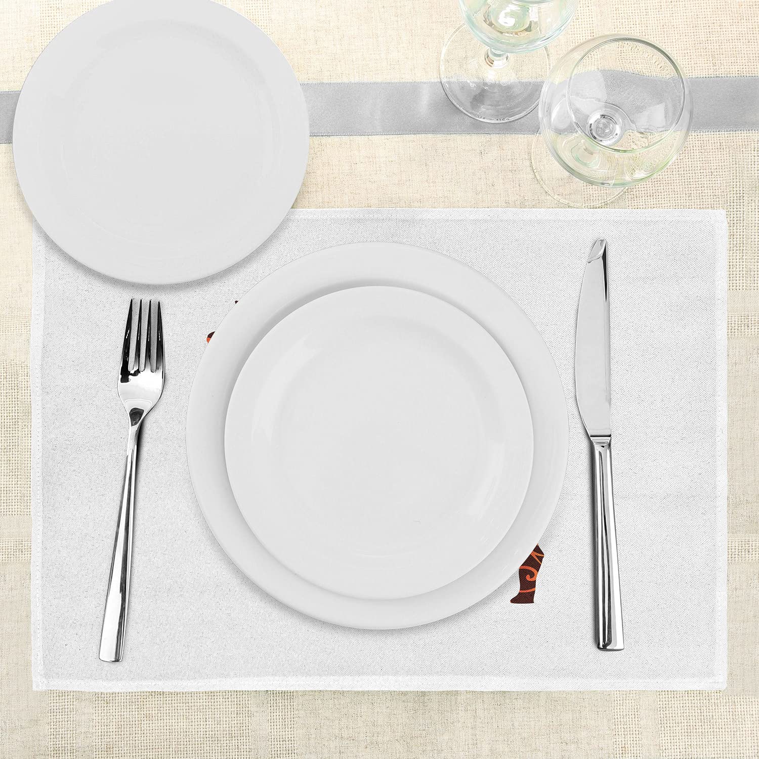 Ambesonne Llama Place Mats Set of 4 - Abstract Alpaca Design with Swirled Lines, Washable Fabric Table Mats for Dining Room & Kitchen Decor in Orange Brown | Perfect for Holiday Dinners, Family Gatherings & Southwestern Theme Parties