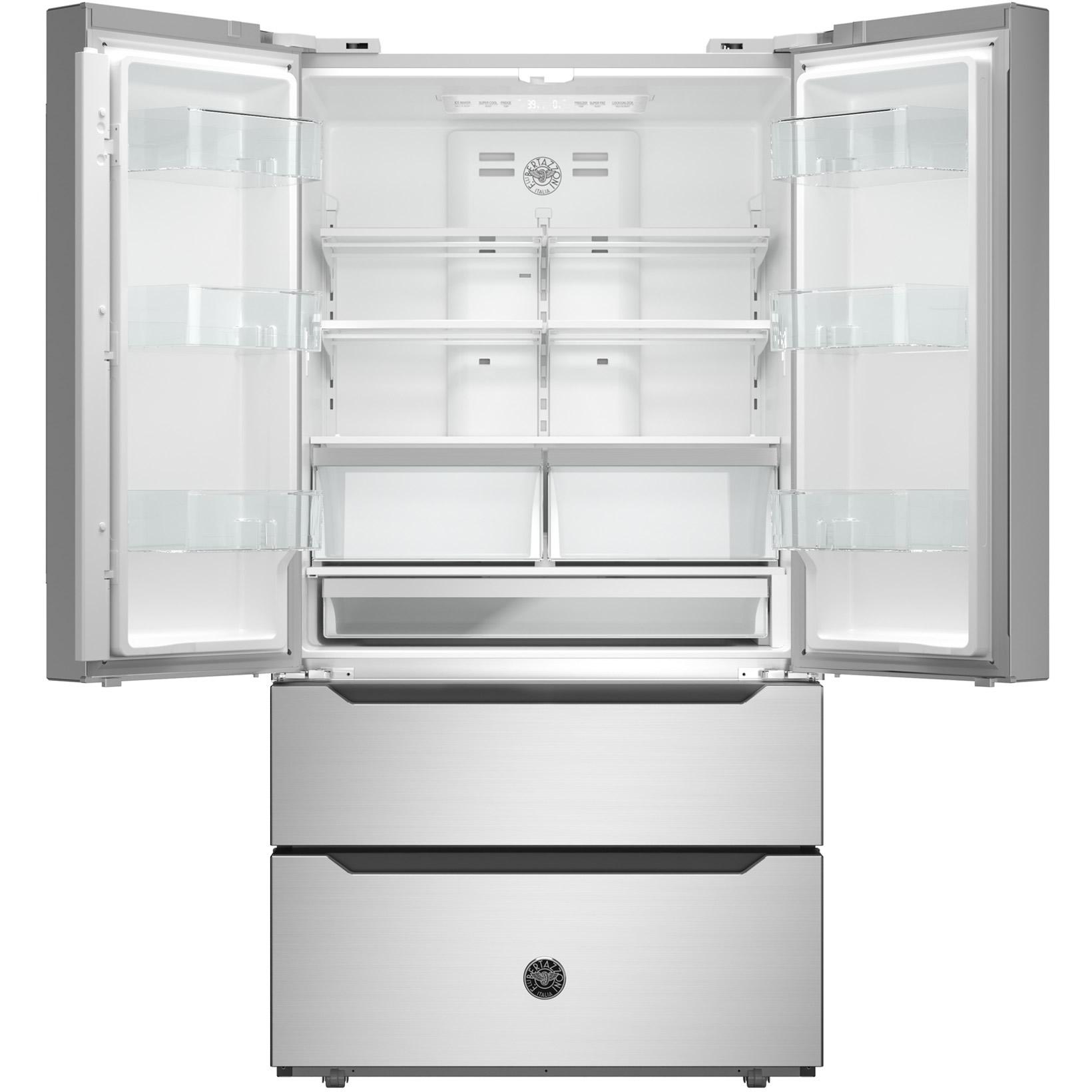 Bertazzoni 36 Inch Freestanding French Door Refrigerator - 22.5 cu.ft Capacity with Automatic Ice Maker (Stainless Steel) - Perfect for Modern Kitchens, Entertaining & Large Family Homes