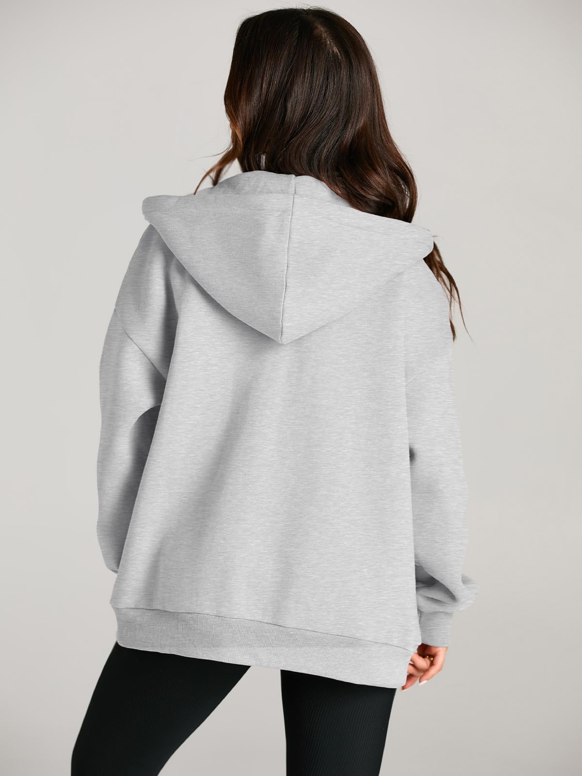 EFAN Women's Oversized Zip Up Hoodie with Drawstring & Pocket - Cute Fall Jacket Casual Sweatshirt for Streetwear, Lounge & Outdoor Activities