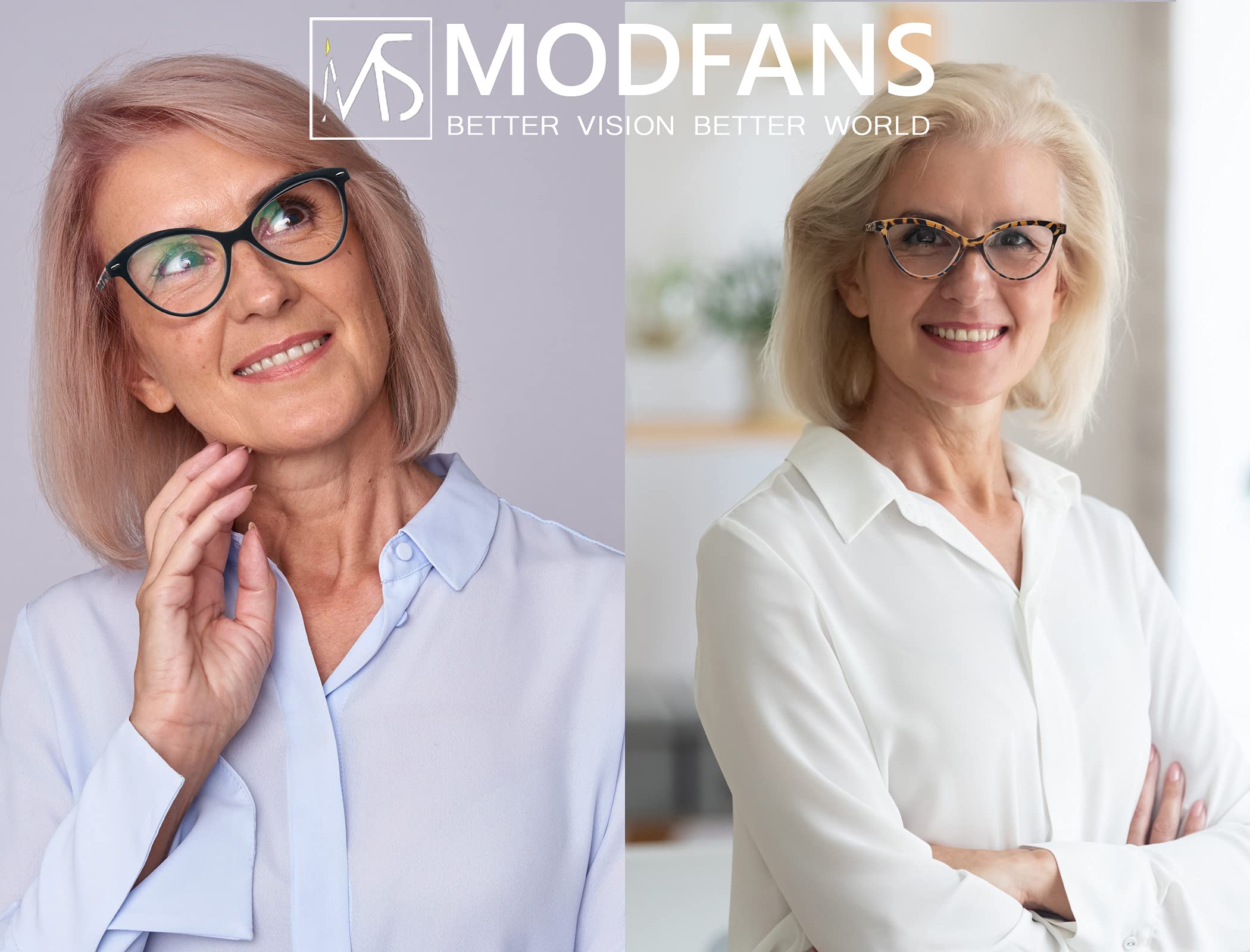 MODFANS 4 Pack Cat Eye Reading Glasses for Women - Spring Hinge, Stylish & Comfortable Readers - Perfect for Reading, Office Work, and Fashion Accessories