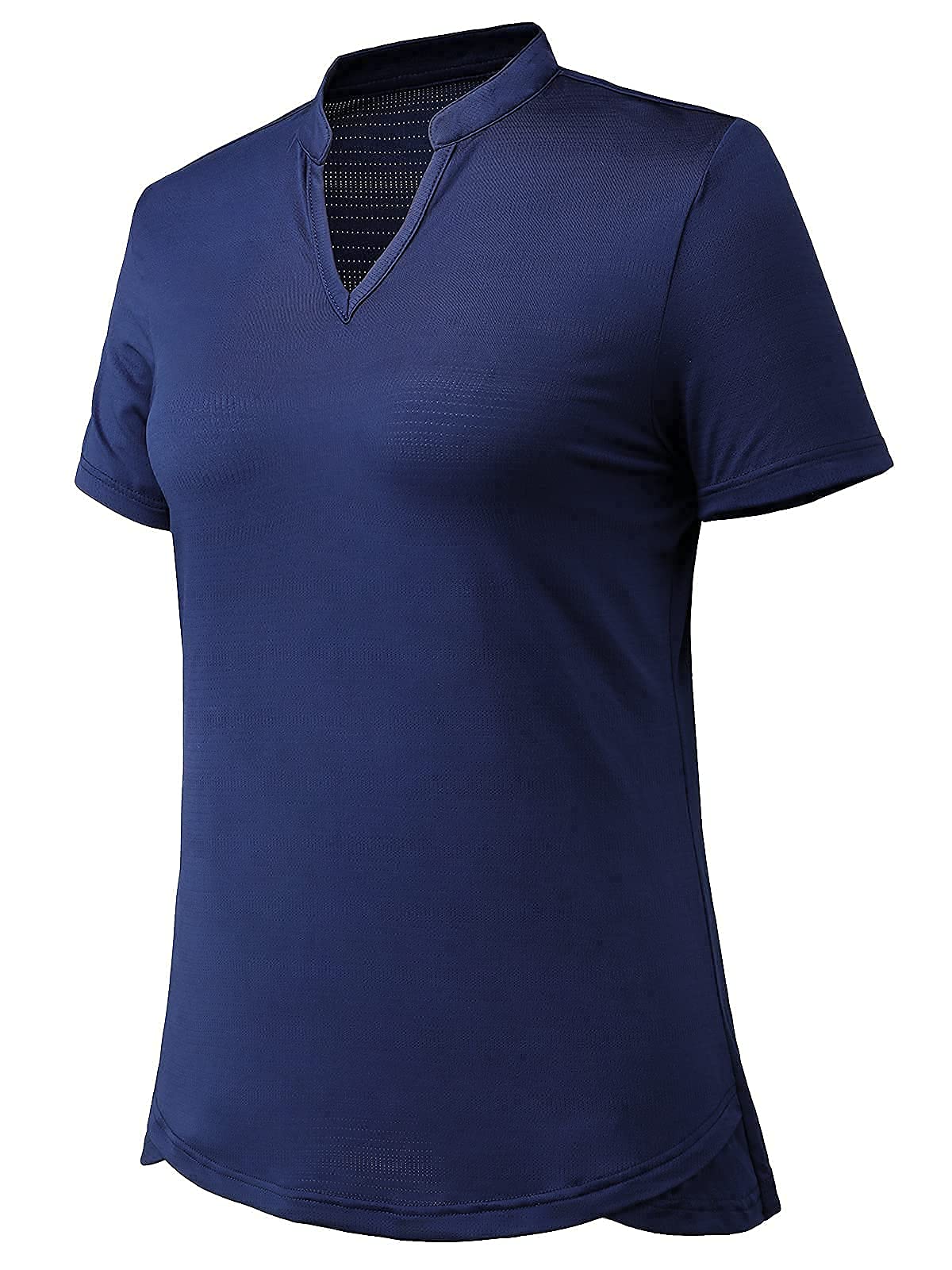 MIER Women's Breathable UPF 50+ Golf Polo Shirt - Collarless V-Neck Athletic Top for Tennis, Running & Outdoor Sports | Lightweight Quick-Dry Performance Shirt for Summer Workouts