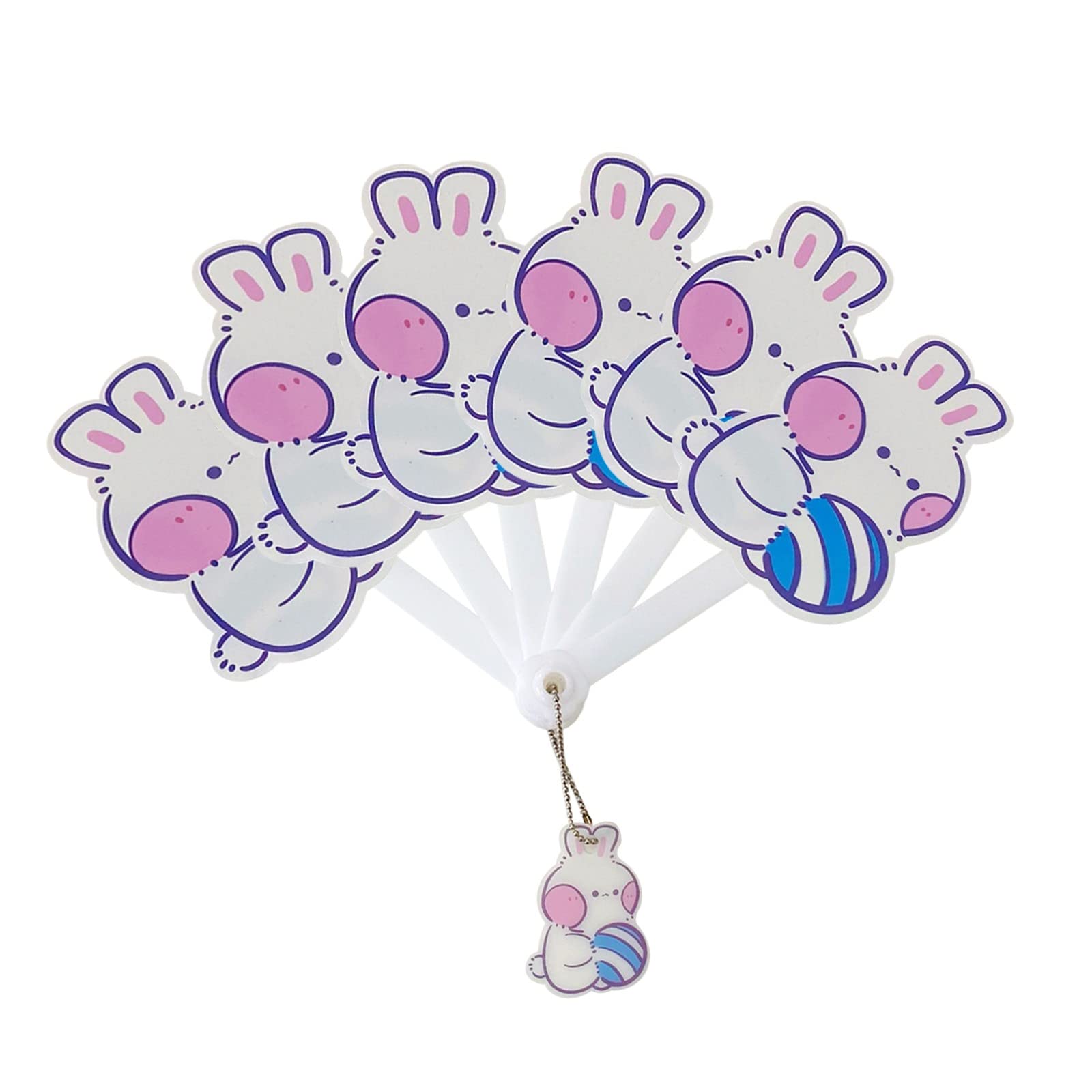 GserGdK Handheld 6-Fold Portable Fan - Cute Cartoon Design, Pale Pink Tissue Paper Flowers, PP Material for Cooling - Perfect for Summer Outdoors, Travel, and Home Use