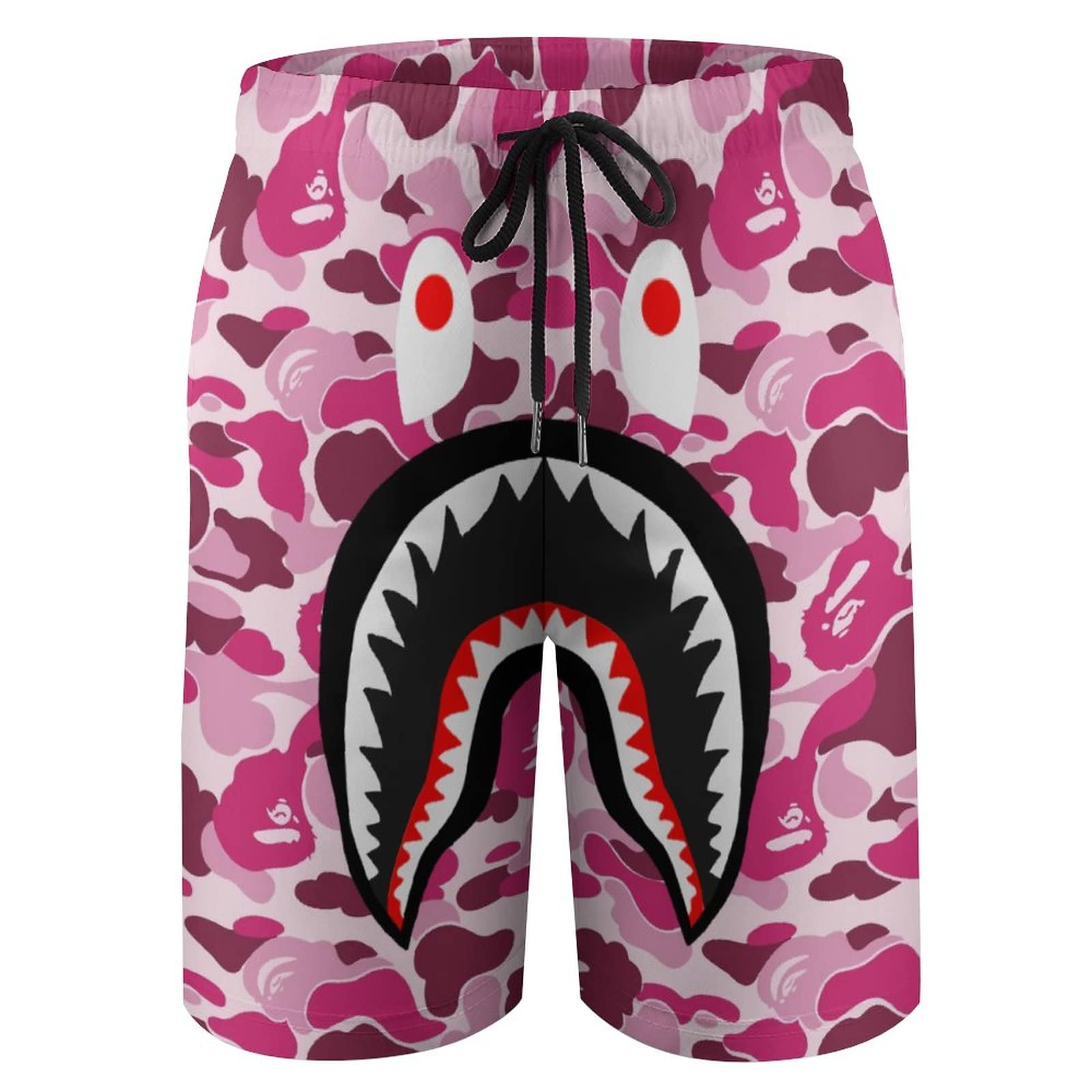 Shark Camo Pink Swim Trunks for Boys - Quick Dry Beach Shorts with Mesh Lining | Comfortable Swimwear for Teens & Kids | Perfect for Pool, Beach & Summer Water Activities