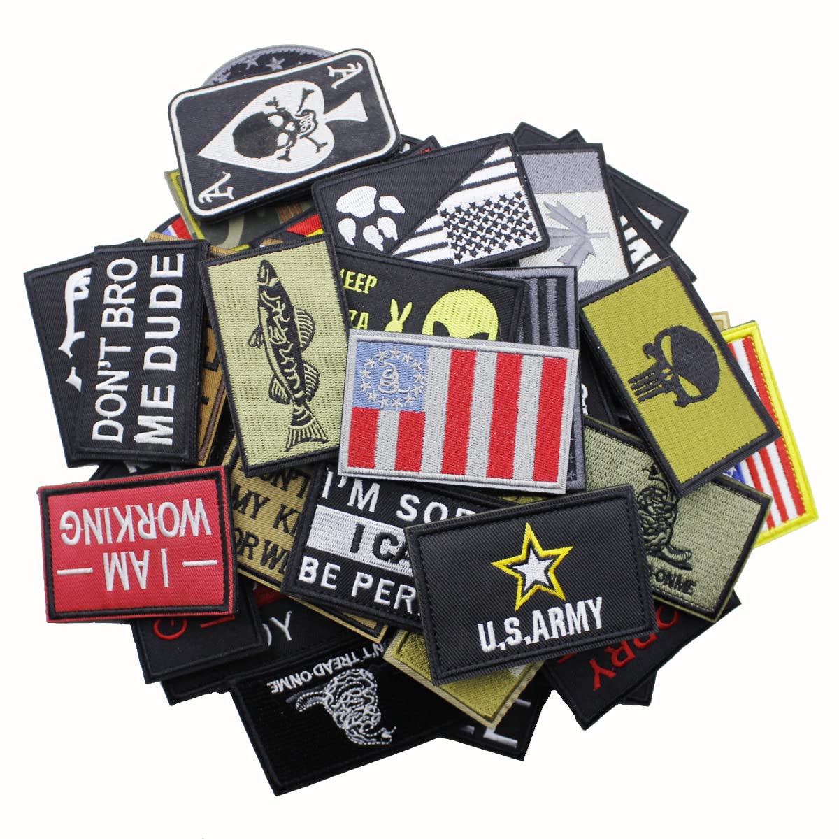 U-Sky 20-Piece Random Tactical Morale Patch Set - Hook and Loop Backing for Military Gear, Caps & Uniforms - Perfect for Army Cosplay, Airsoft Games & Outdoor Adventures