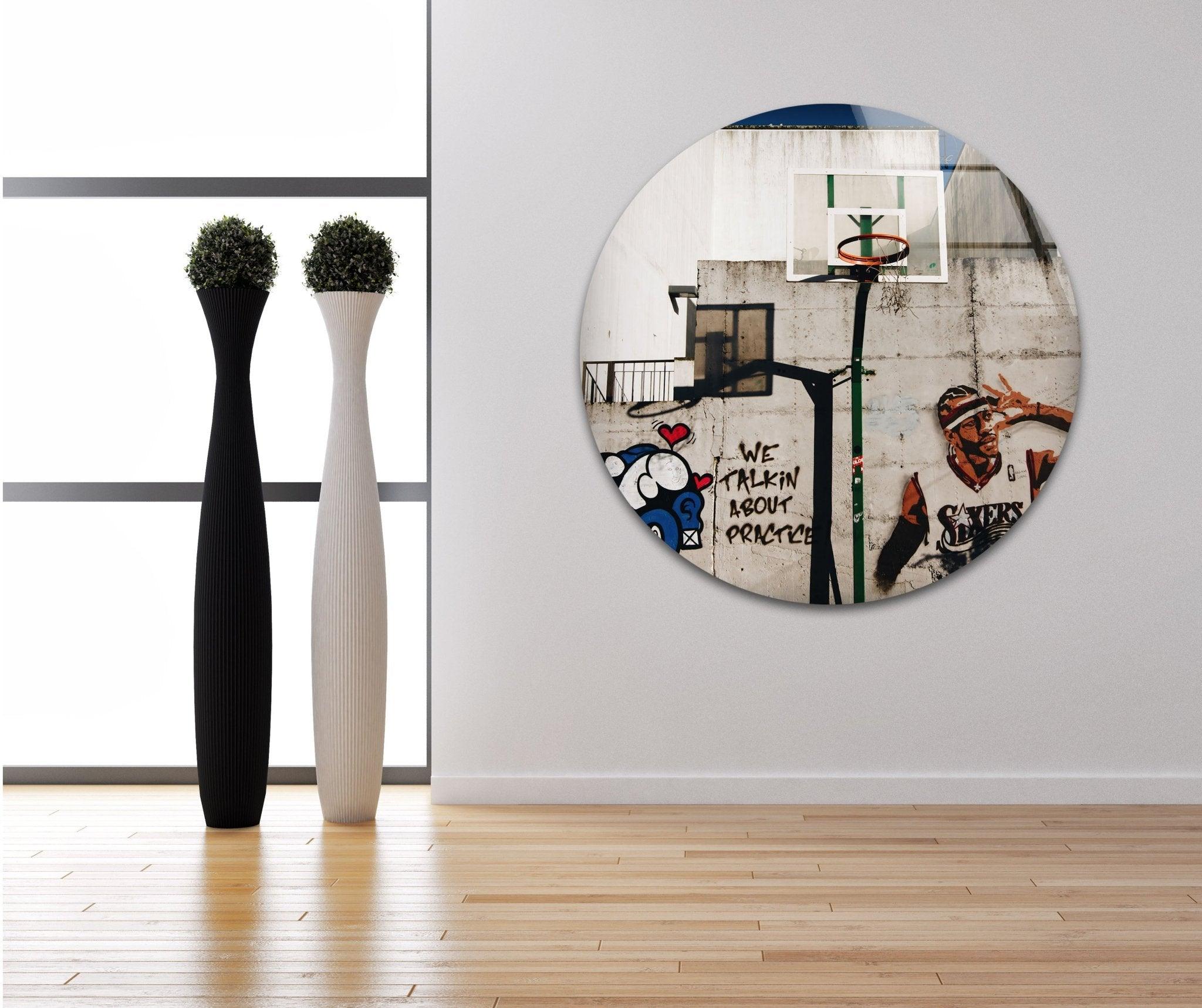 Banksy Graffiti Art Glass Wall Decor - Modern Urban Home & Office Artwork for Living Room, Bedroom or Office Space