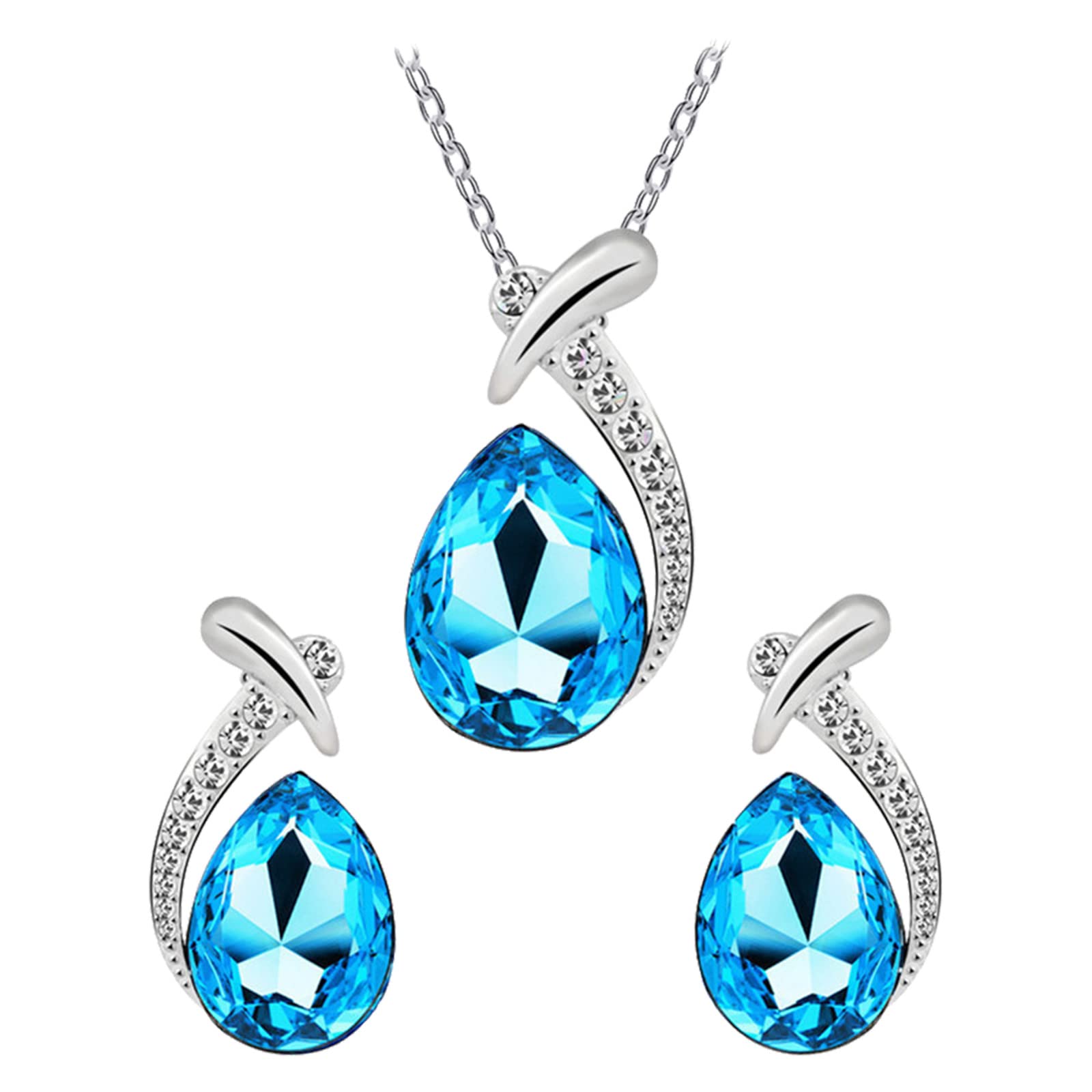 Elegant Pendant Earrings & Necklace Set for Women - Retro Sweater Chain Jewelry, European & American Style Tennis Necklace - Perfect for Parties, Weddings & Everyday Wear