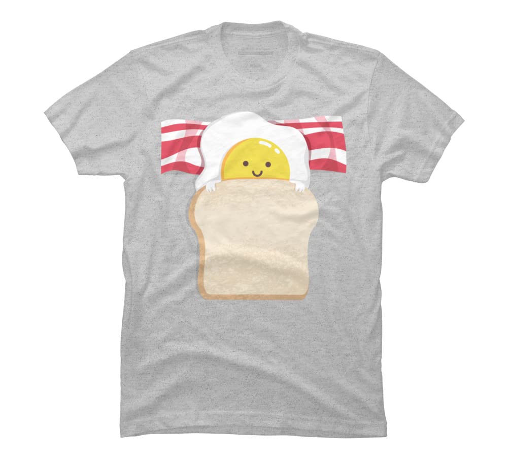 Design By Humans Men's Cute Cartoon Sunny Egg, Toast & Bacon Graphic T-Shirt - Funny Breakfast Food Tee for Casual Wear, Gifts & Everyday Outfits