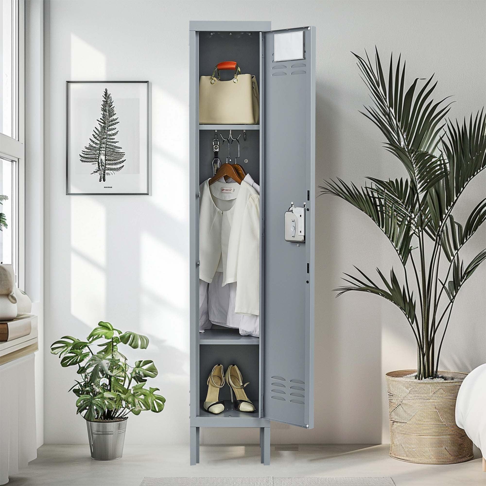 66H Heavy Duty Metal Lockers with Lock - Secure Storage Cabinet for Employees, Home Gym, Office, School & Garage - Durable Gray Steel Locker for Organization & Security