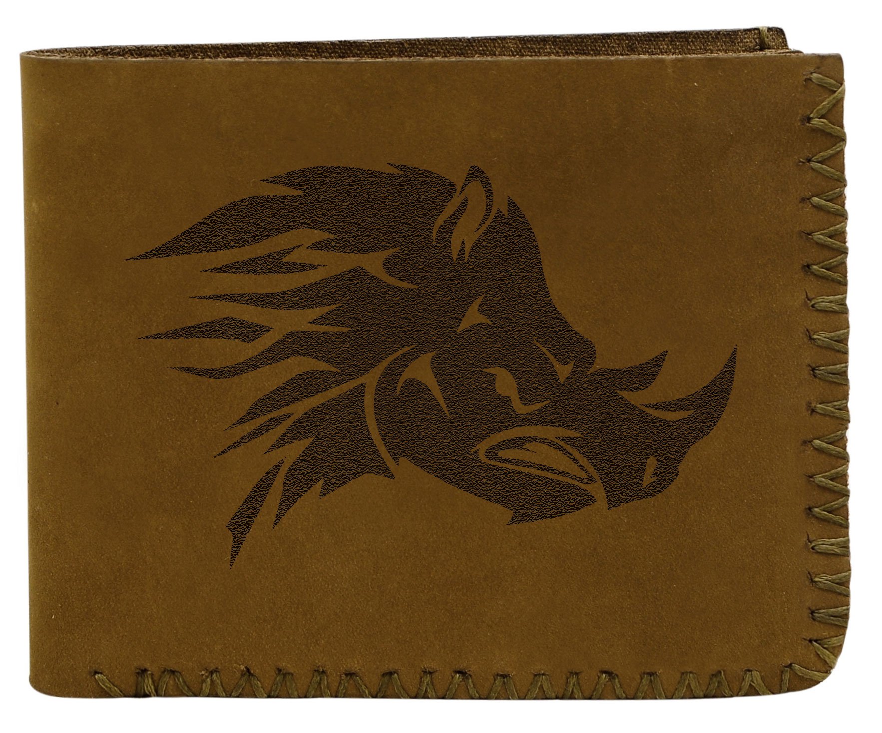 Men's Rhinoceros Abstract Handmade Genuine Pull-Up Leather Wallet - Durable Slim Bifold Wallet for Everyday Use, Travel & Gifts