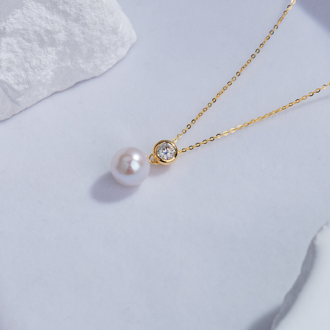 18K Solid Gold Edison Pearl Necklace KN00113 - Elegant Cultured Pearl Jewelry for Women, Perfect for Weddings, Anniversaries & Special Occasions