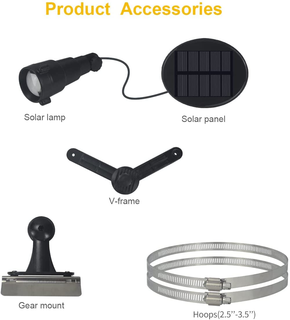 Solar Flag Pole Light - Super Bright LED Spotlight with Adjustable Bracket & Metal Clamp for 2-3.5