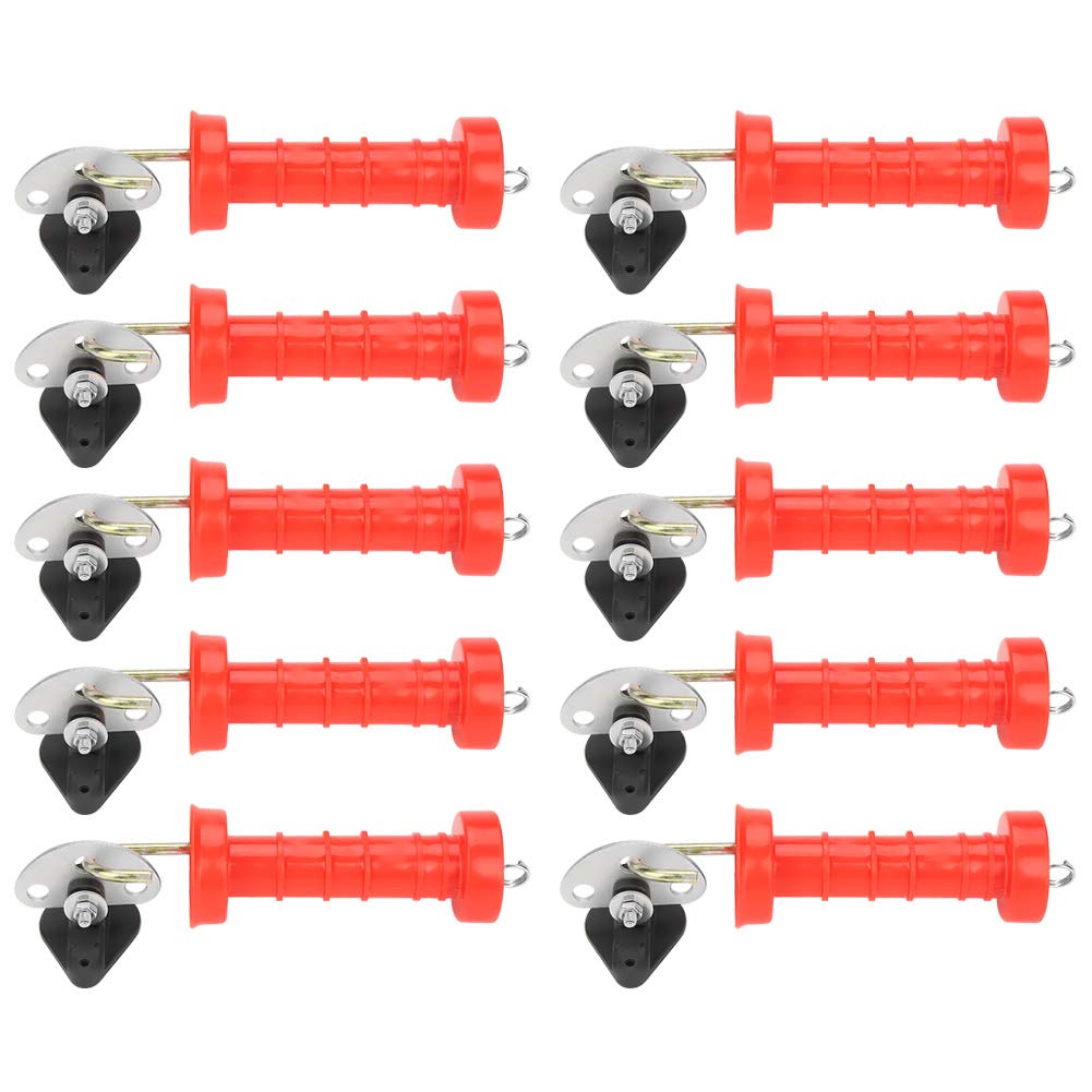 Nofaner 10-Pack Plastic Electric Fence Gate Handles with Insulators & Spring - Durable Agricultural Fencing Accessories for Livestock Control & Farm Security