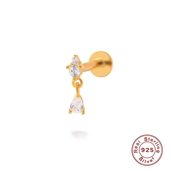High-Quality Sterling Silver Labret Back Curved Bar Flat Back Studs | HC027 | Perfect for Lip, Nose & Cartilage Piercings