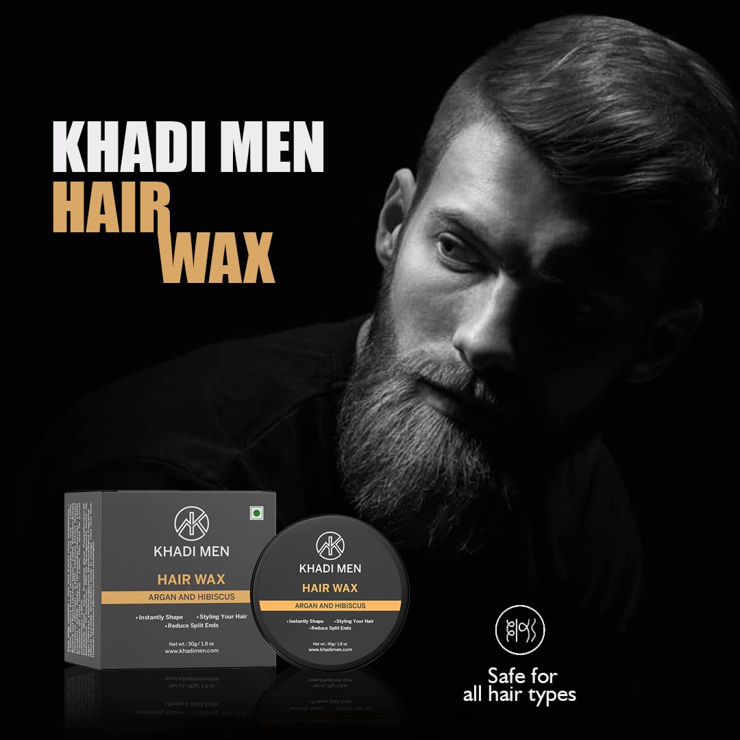 Khadi Men Stronghold Hair Wax for Styling & Volume | Natural Shine & Matte Finish | Easy Wash Off & Restylable | Paraben, Sulphate & Alcohol Free (50g) - Perfect for Daily Hairstyling & Special Occasions