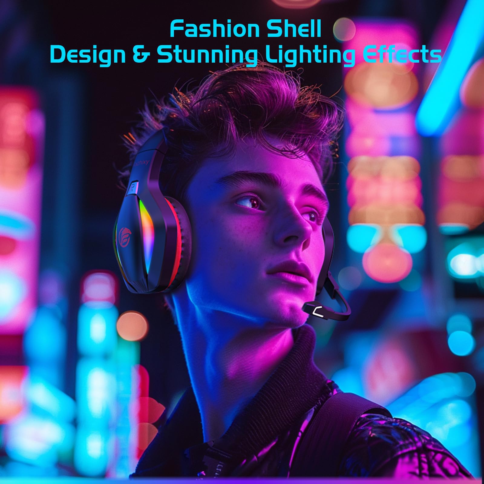 FC100 Wireless Gaming Headset 2024 - Bluetooth & 2.4GHz Dual Mode Headphones with Mic - 50H Battery Life, 3D Stereo Sound - Compatible with PS5, PS4, PC, Mac, Switch, Smartphones - Perfect for Gaming, Streaming & Online Meetings