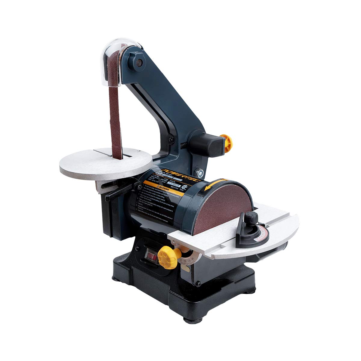 POWERTEC BD1502 1x30 Inch Belt & 5 Inch Disc Sander for Woodworking - Dual Sanding Machine for Metal, Wood, DIY Projects - Home Workshop & Professional Use