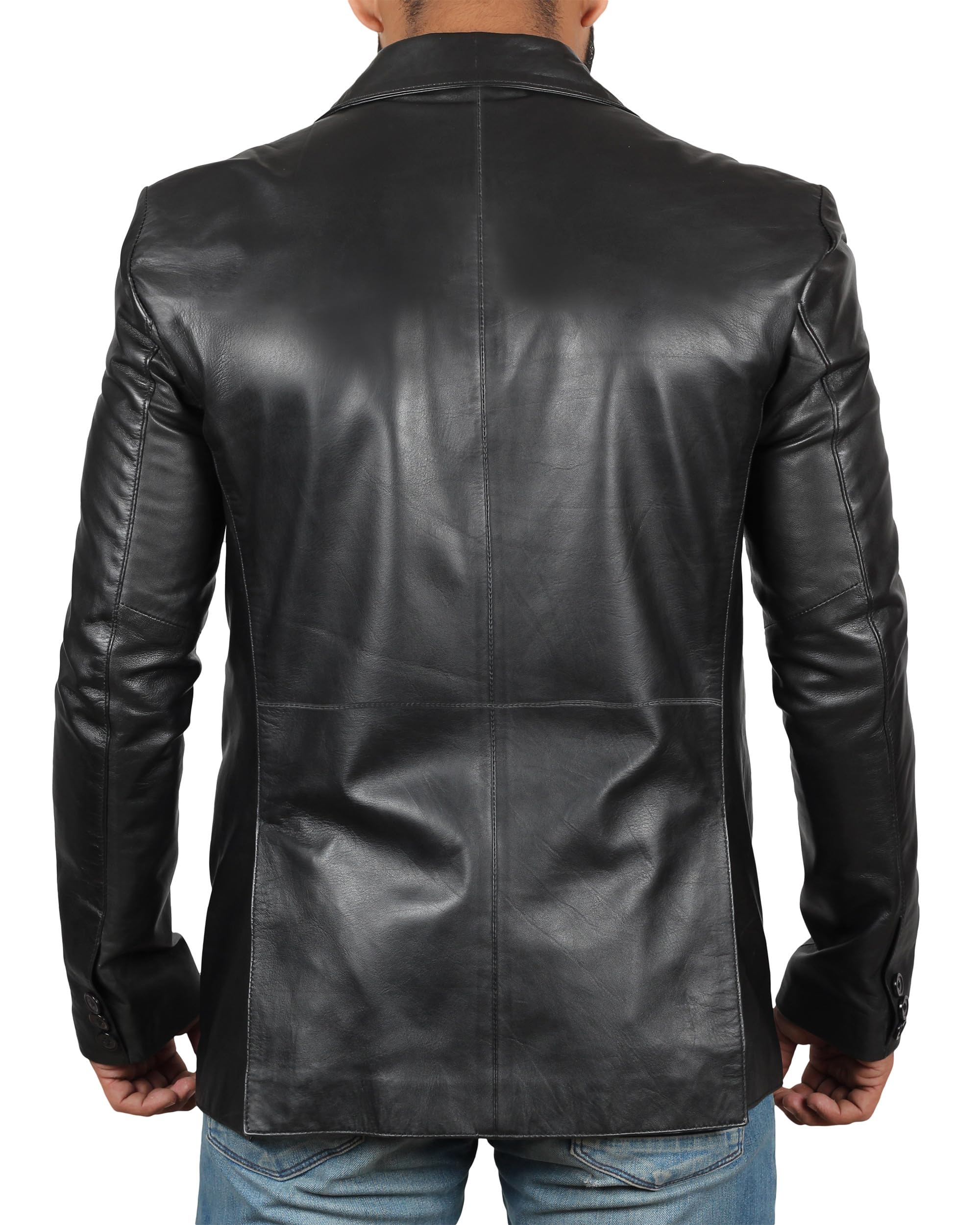 Genuine Lambskin Leather Blazer for Men - Black & Brown Real Leather Jacket Coats | Stylish Casual Wear for Office, Dating & Night Out