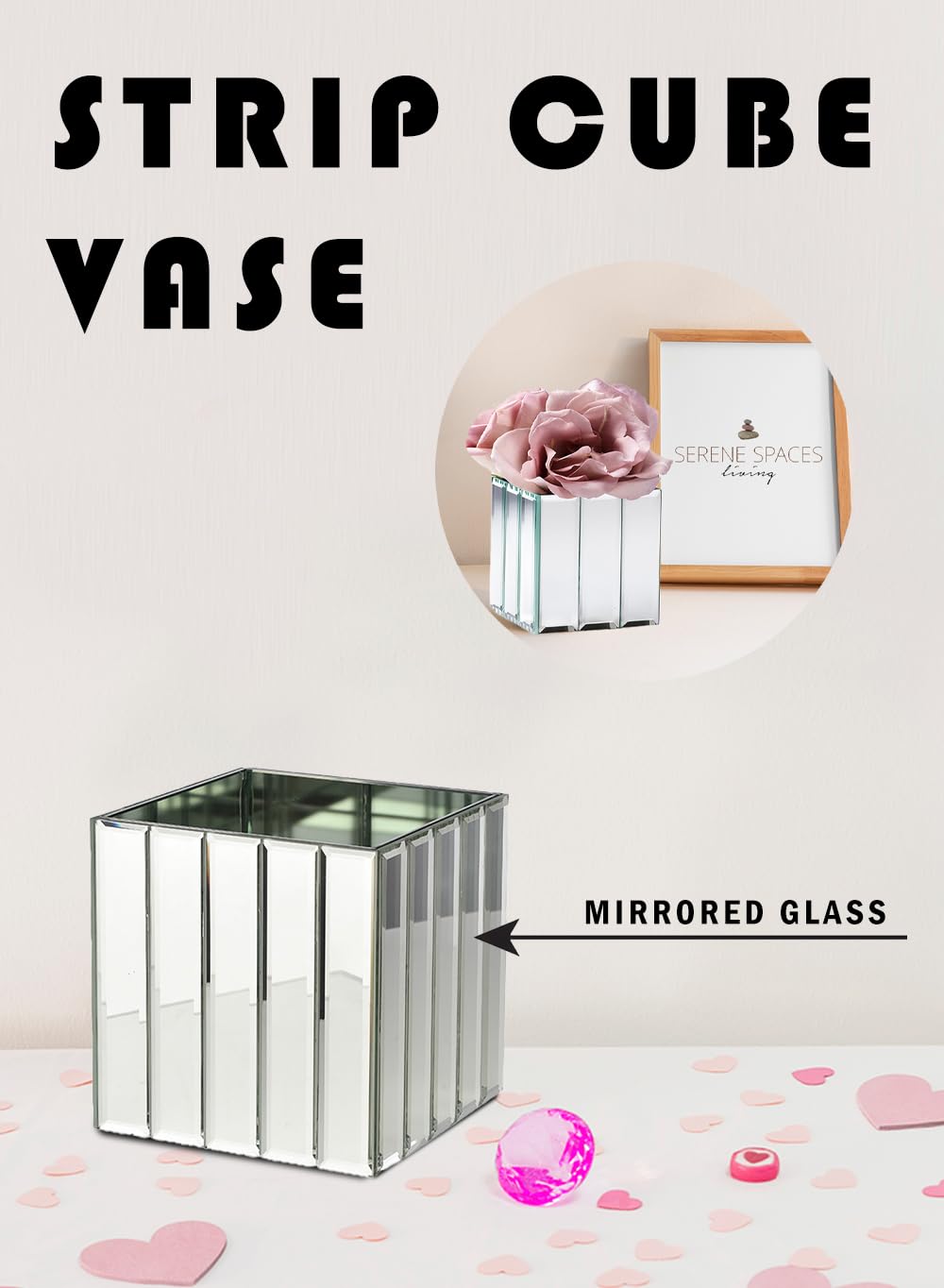 Art Deco Inspired Glass Cube Vase with Mirror Finish - 5.75