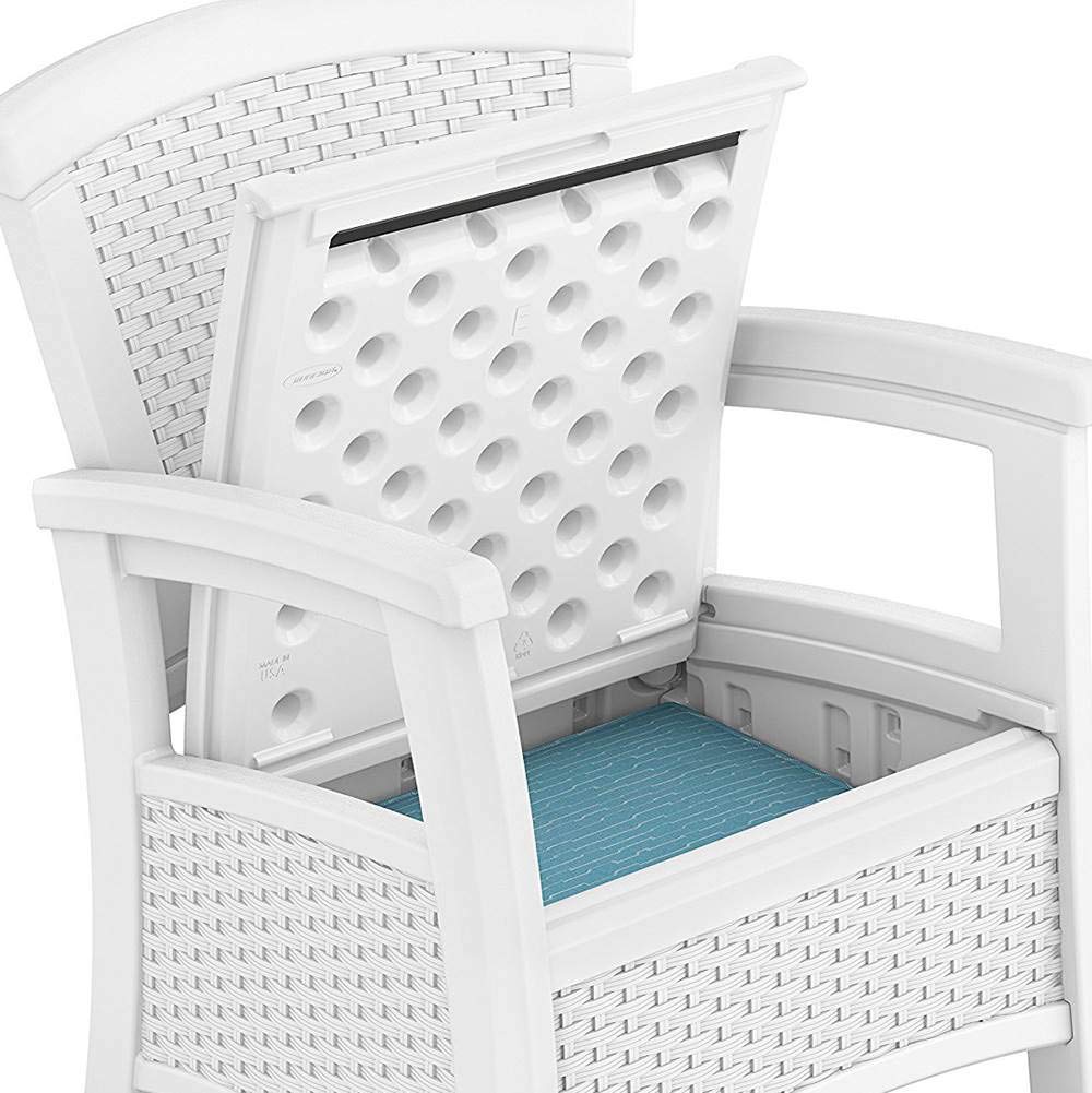 Suncast Elements Club Chair with Storage - Lightweight Resin All-Weather Outdoor Patio Chair with 11 lbs Storage Capacity - Perfect for Poolside, Garden, Deck, and Backyard Relaxation - White