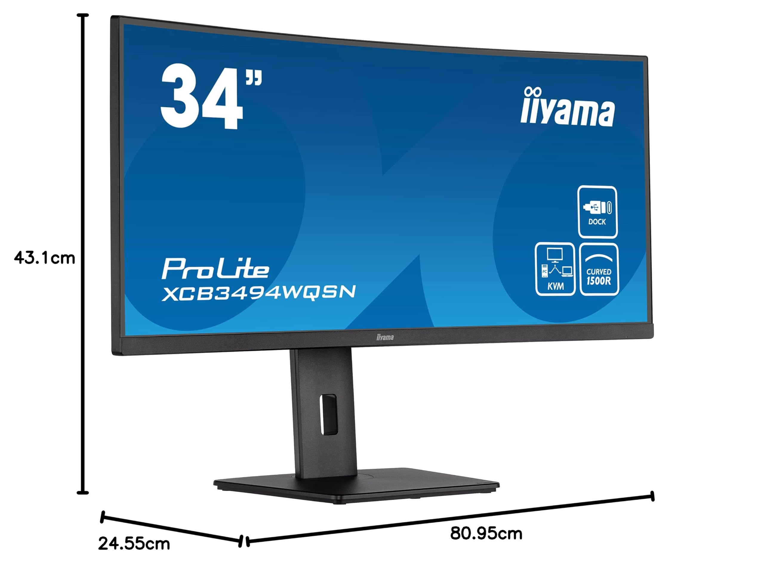 iiyama Prolite XCB3494WQSN-B5 34-Inch Curved Gaming Monitor - UWQHD 3440x1440, 120Hz, AMD FreeSync, USB-C - Perfect for Home Office, Gaming & Multimedia Entertainment