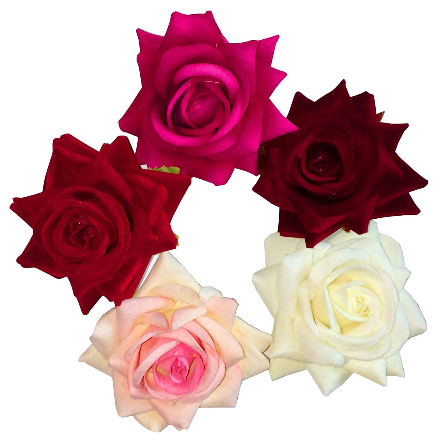Vintage Red Rose Flower Hair Clip & Brooch for Women - Large 5 Color Rose Hairpin | Elegant Hair Accessories for Women & Girls | Perfect for Weddings, Parties & Everyday Fashion
