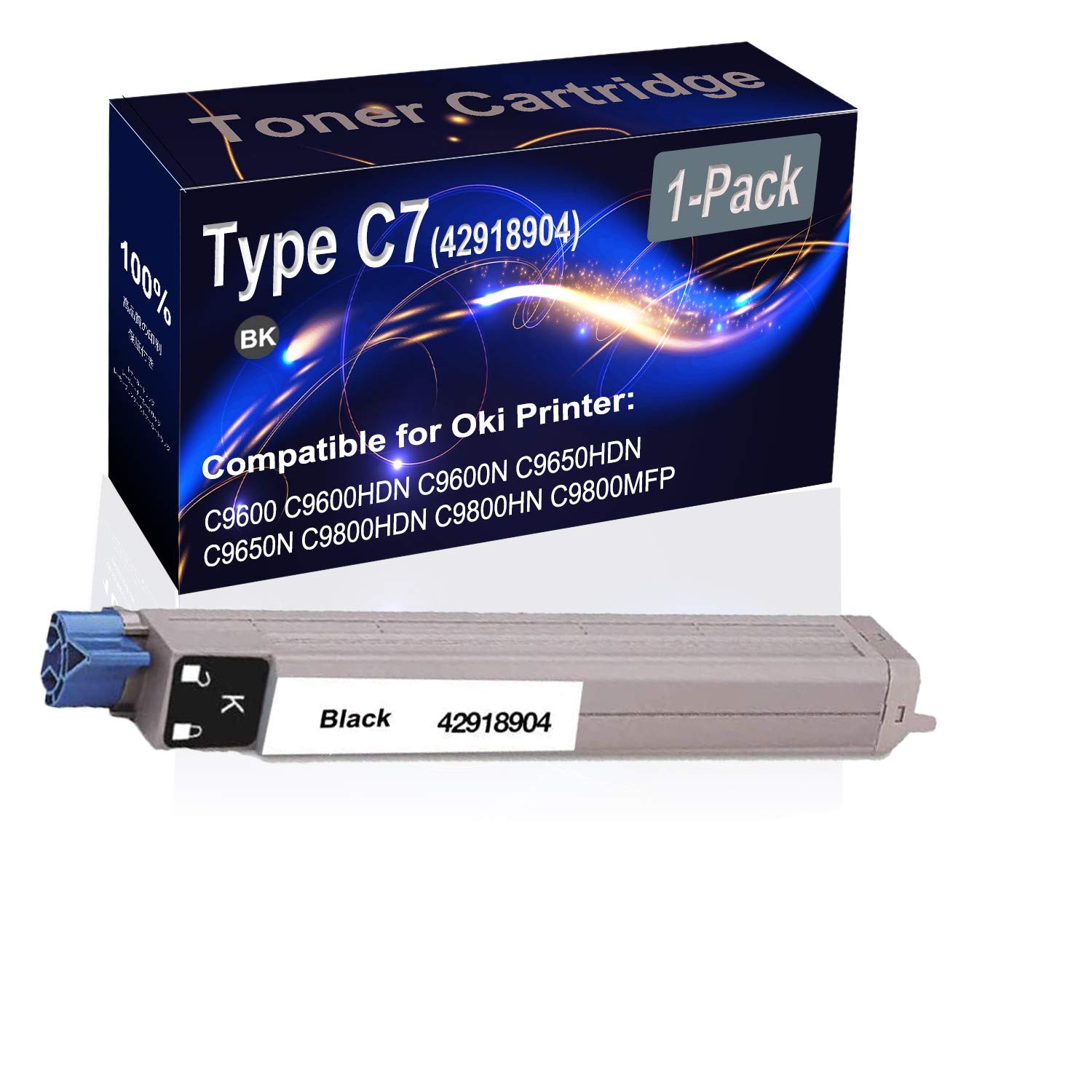 High Capacity Black Laser Toner Cartridge - 1-Pack Replacement for Oki C9600/C9600HDN/C9600N & Type C7 (42918904) Printer - Compatible with Office Printers, Home Offices & Small Businesses