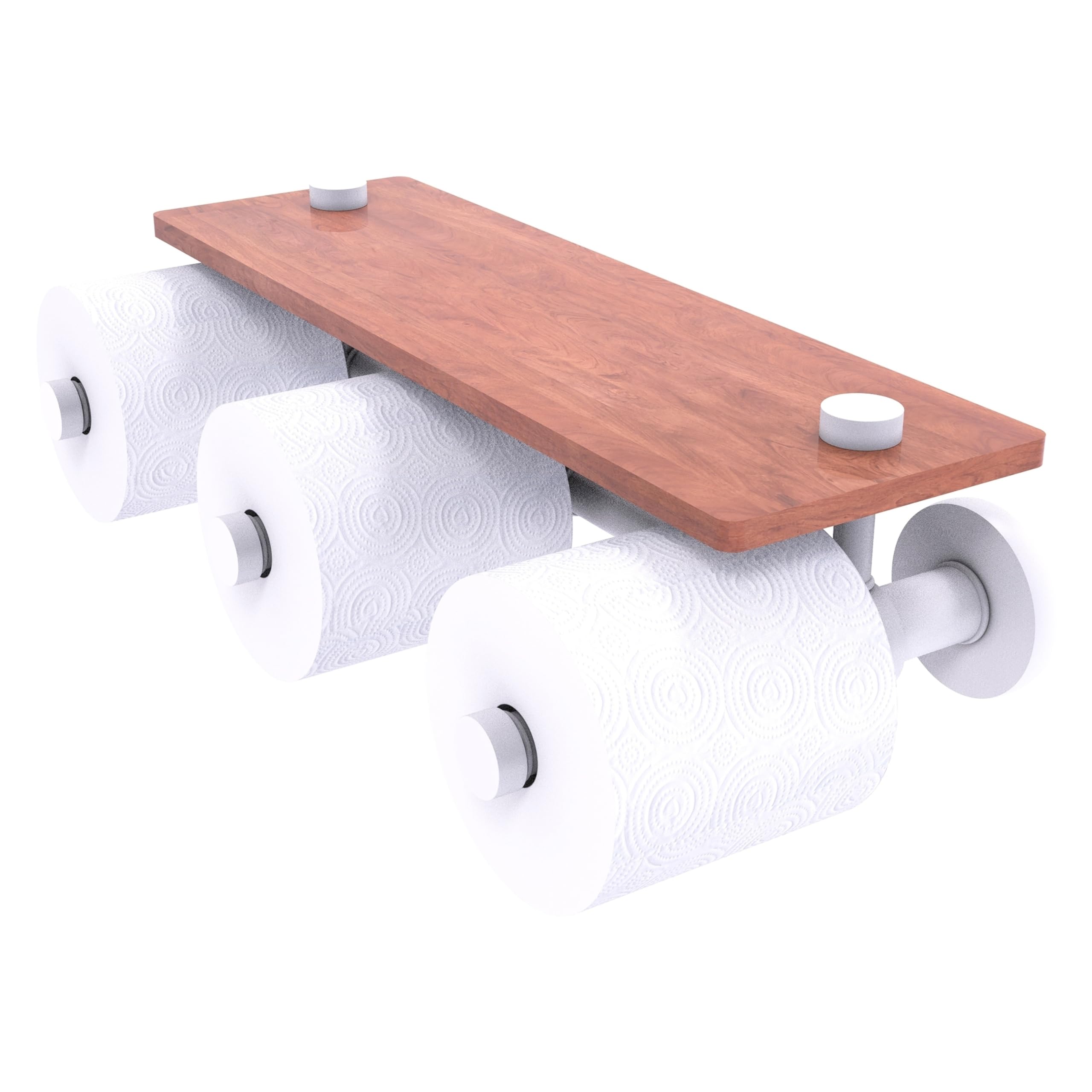 Allied Brass P1000-35-3S-IRW Prestige Skyline Collection 3-Roll Horizontal Wooden Toilet Paper Holder - Matte White Finish for Bathroom, Powder Room & Guest Bath Decor