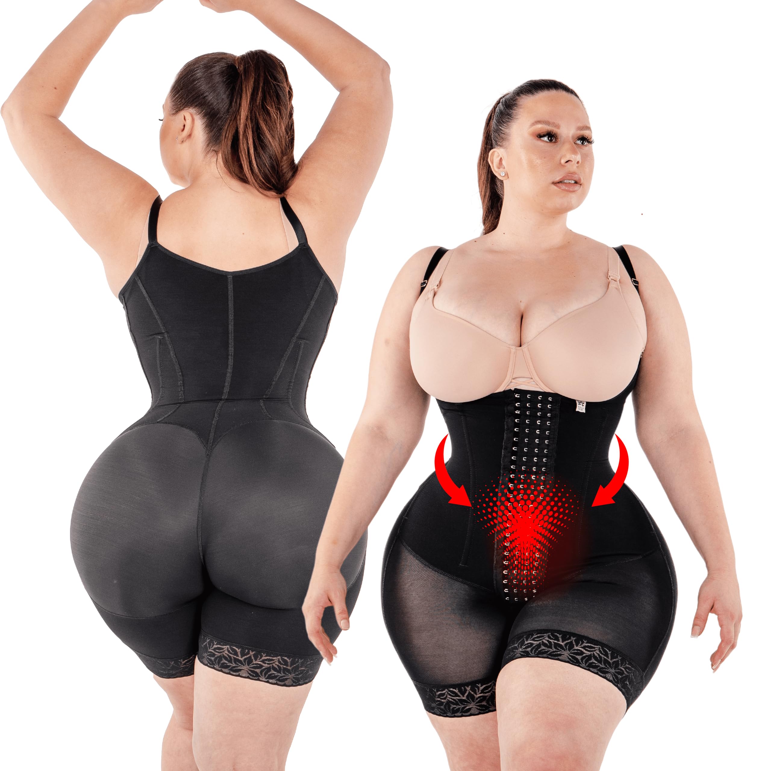 TRIBUTO Colombian Hourglass Shapewear for Women - Post Surgery High Compression Waist Trainer Faja Without Bra, Thin Strap | Body Shaper for Tummy Control & Slimming | Perfect for Postpartum, Weight Loss & Special Occasions