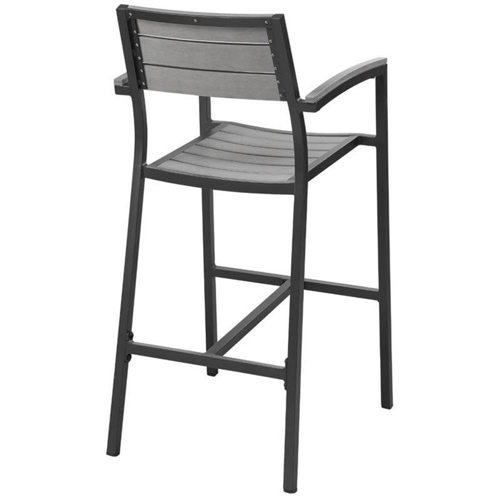 Premium Brown & Gray Outdoor Bar Stools Set of 2 - Weather-Resistant Patio Counter Height Chairs for Backyard, Deck, Poolside & Garden Seating