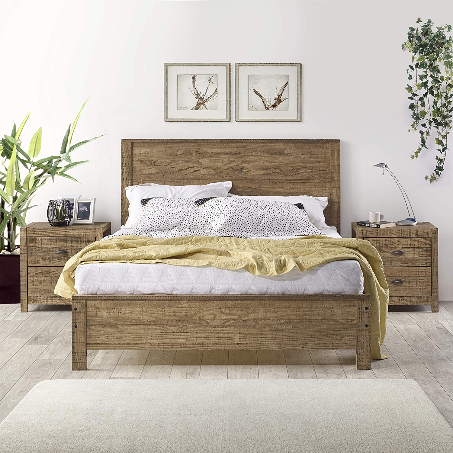Solid Wood Twin Bed Frame with Headboard - Heavy Duty Modern Rustic Twin Size Bed Frame for Kids & Teens (Box Spring Required) | Perfect for Bedrooms, Guest Rooms & Dormitories