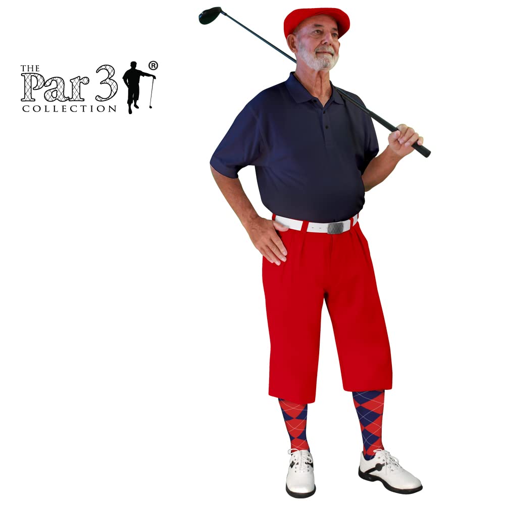 Premium Red Microfiber Golf Pants for Men - Stretchable & Breathable Plus Fours - Perfect for Golfing, Casual Wear & Outdoor Activities