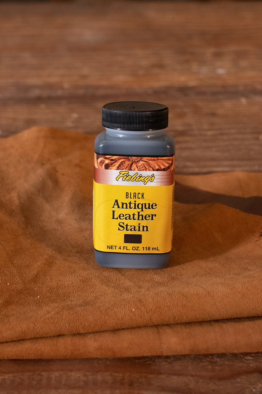 Fiebing's Antique Leather Stain - 4 oz (118 ml) Black Dye for Leather Crafting, Furniture & DIY Projects - Perfect for Restoring, Coloring & Antiquing Leather Goods